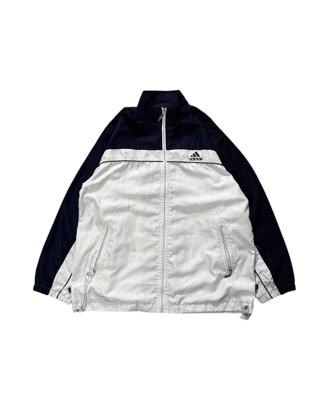 Vintage Adidas Windbreaker Jacket Grey - Black (M) - Gods Thrift Athens