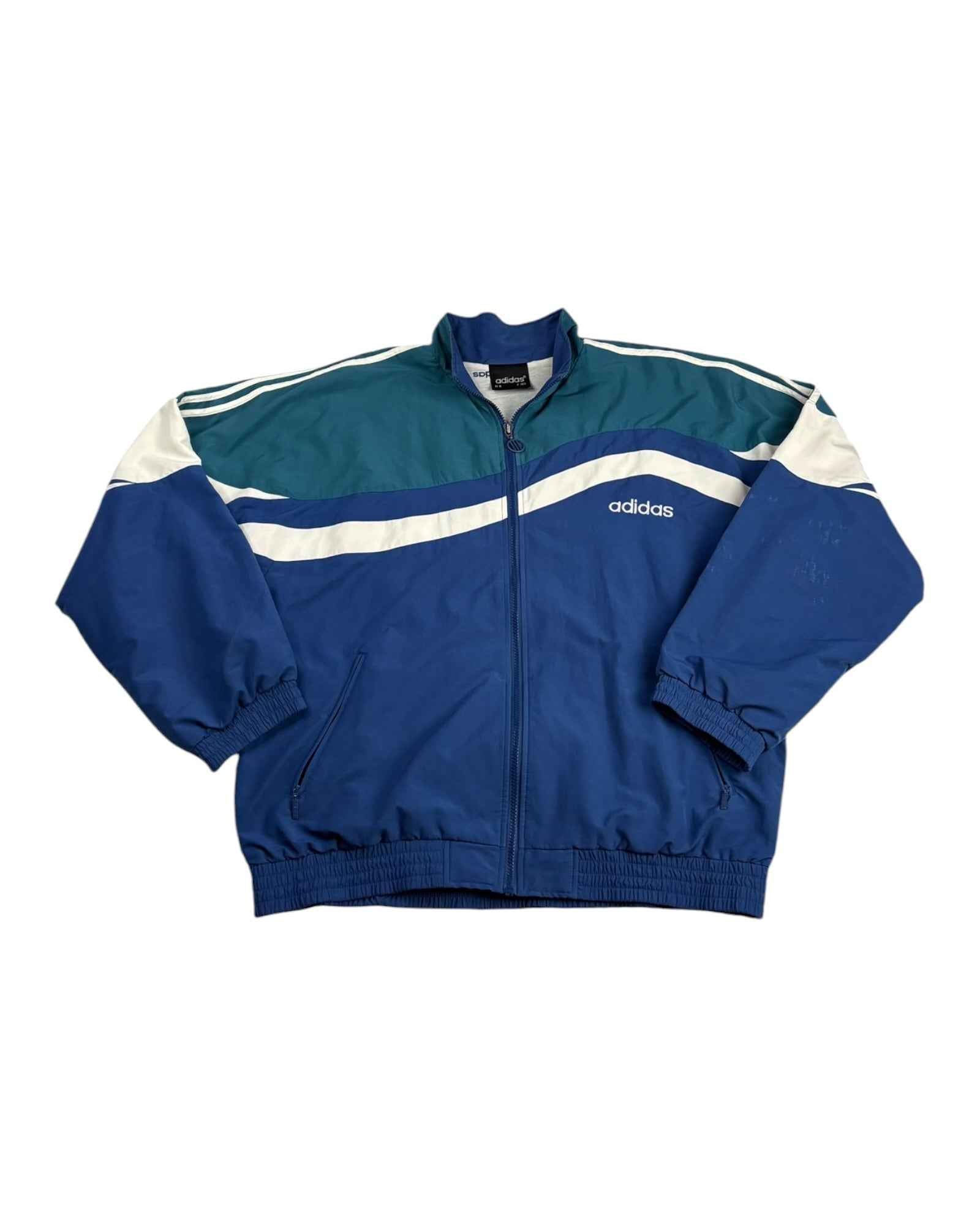 Vintage Late 80s Adidas Track Jacket | Navy / Petrol / White
