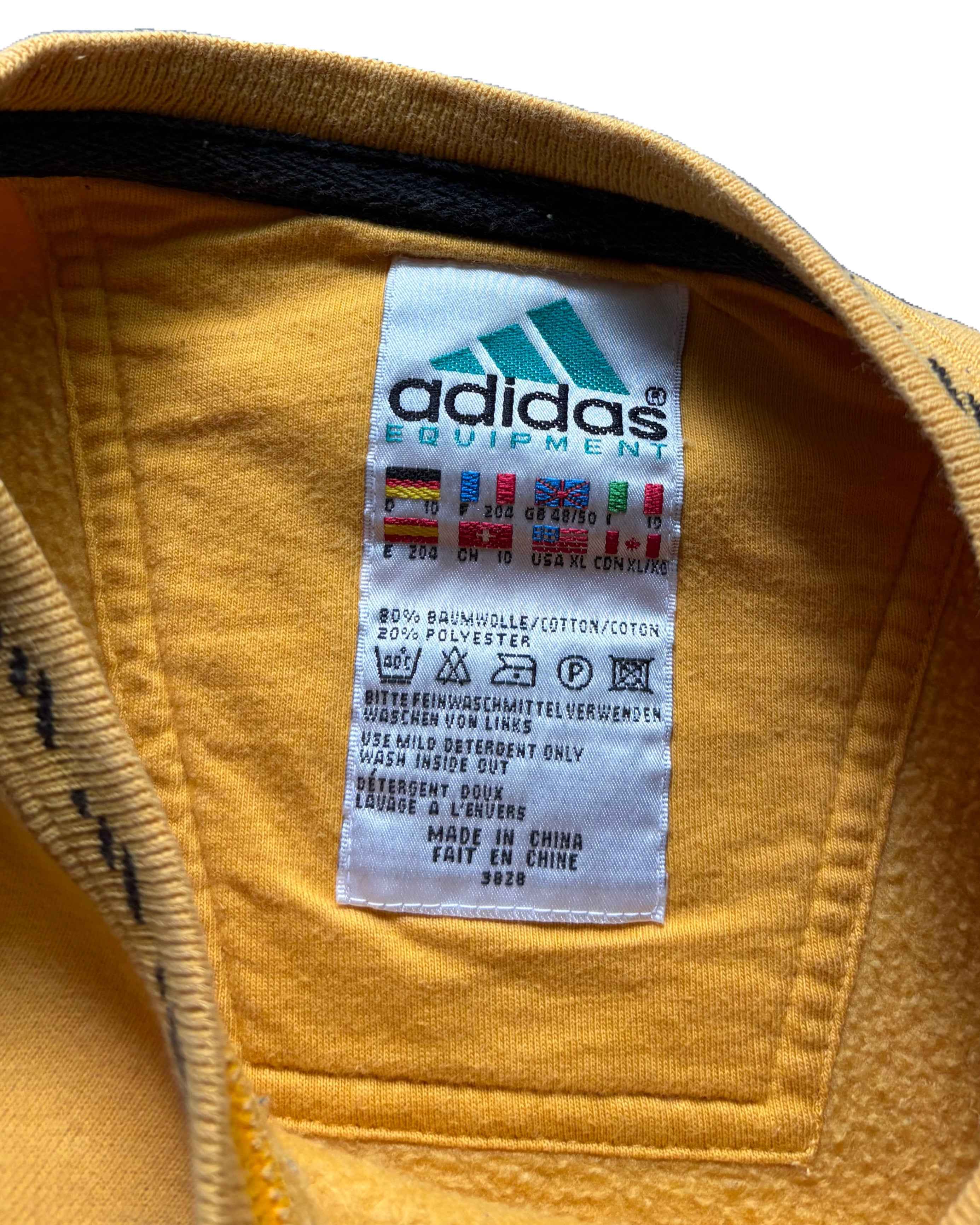 Vintage Adidas Equipment Crewneck Yellow (Xl) - Gods Thrift Athens