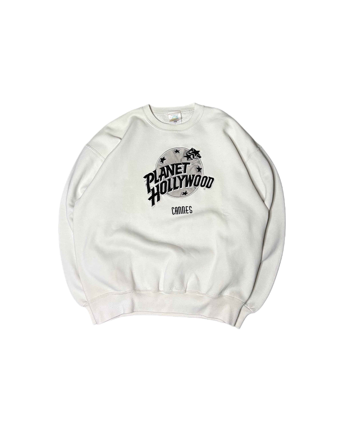 Vintage 1991 Planet Hollywood Cannes Crewneck White (L) - Gods Thrift Athens