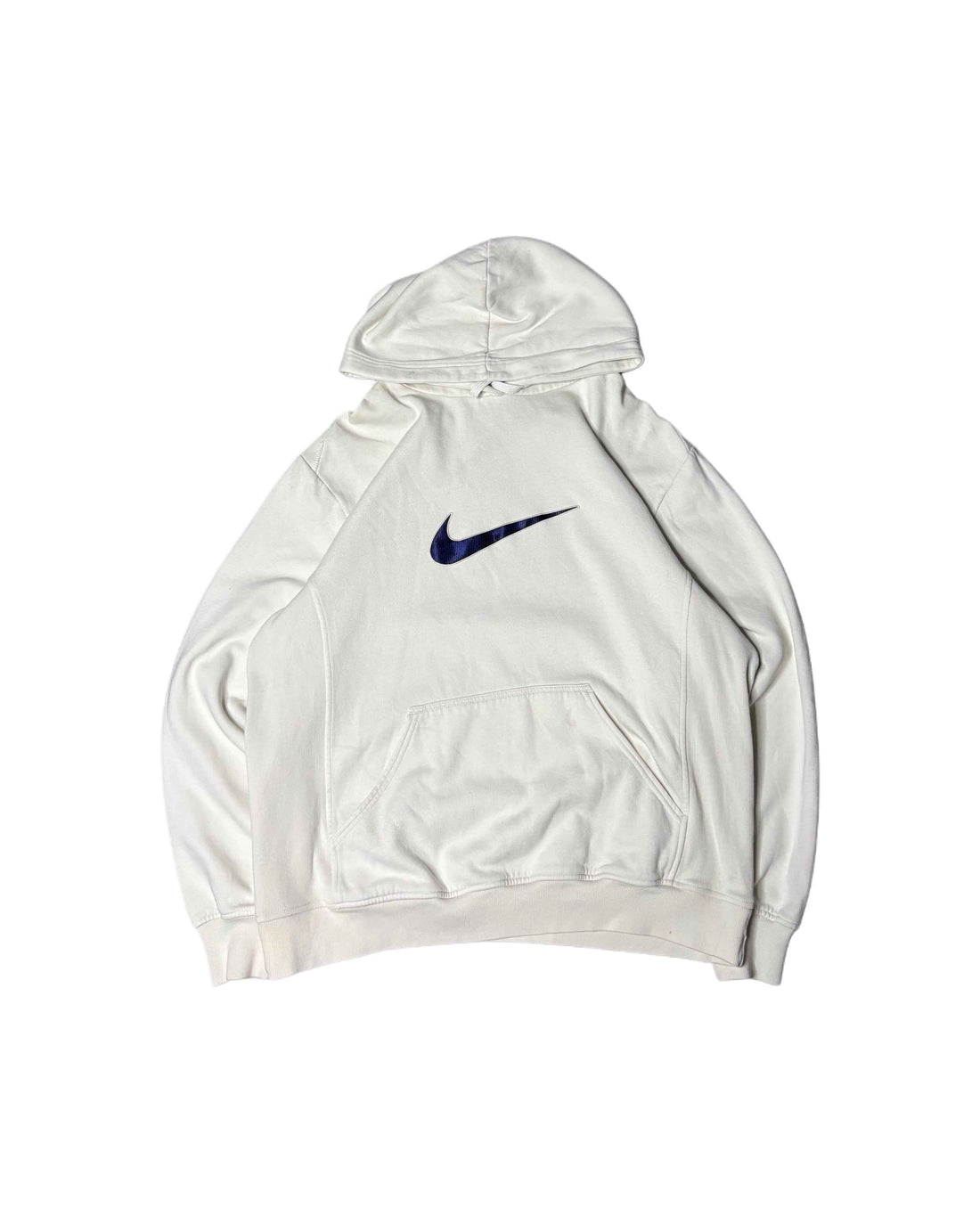 Vintage Nike Center Swoosh Hoodie White (L) - Gods Thrift Athens