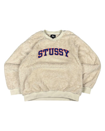 Vintage Stussy Fleece Crewneck | Beige | Size L