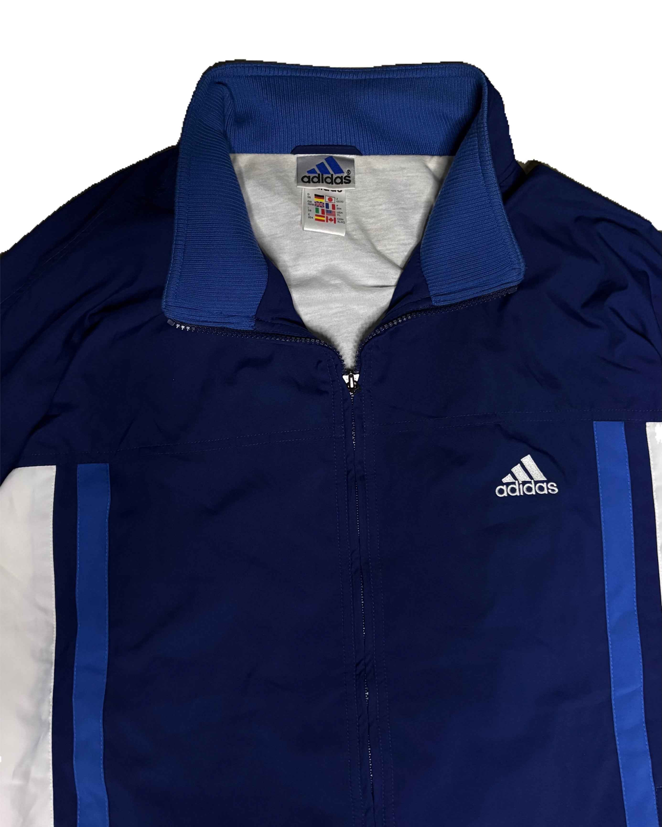 Vintage Adidas Sports Jacket Navy Blue (XL) - Gods Thrift Athens