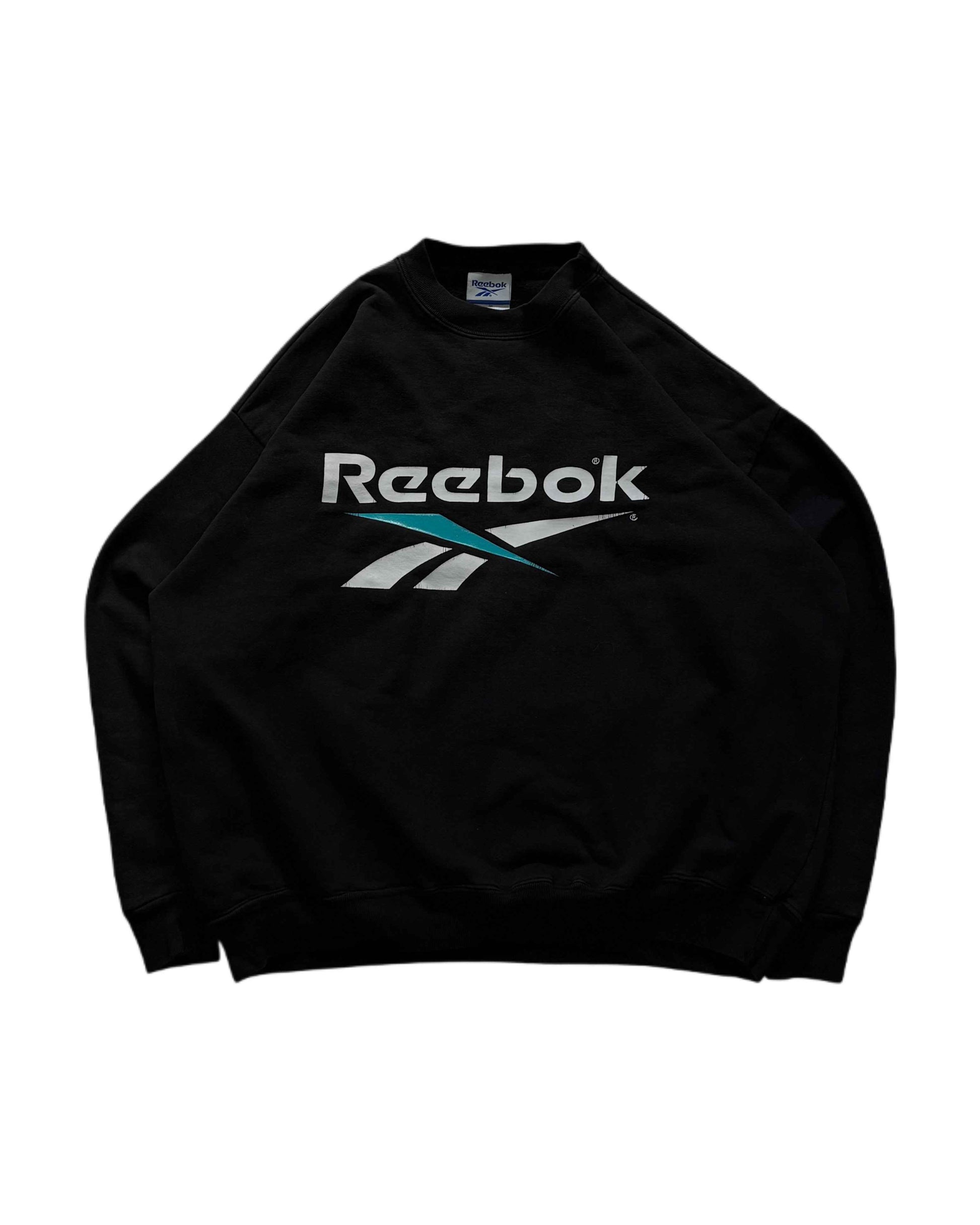 Vintage Reebok Crewneck Black (M) - Gods Thrift Athens