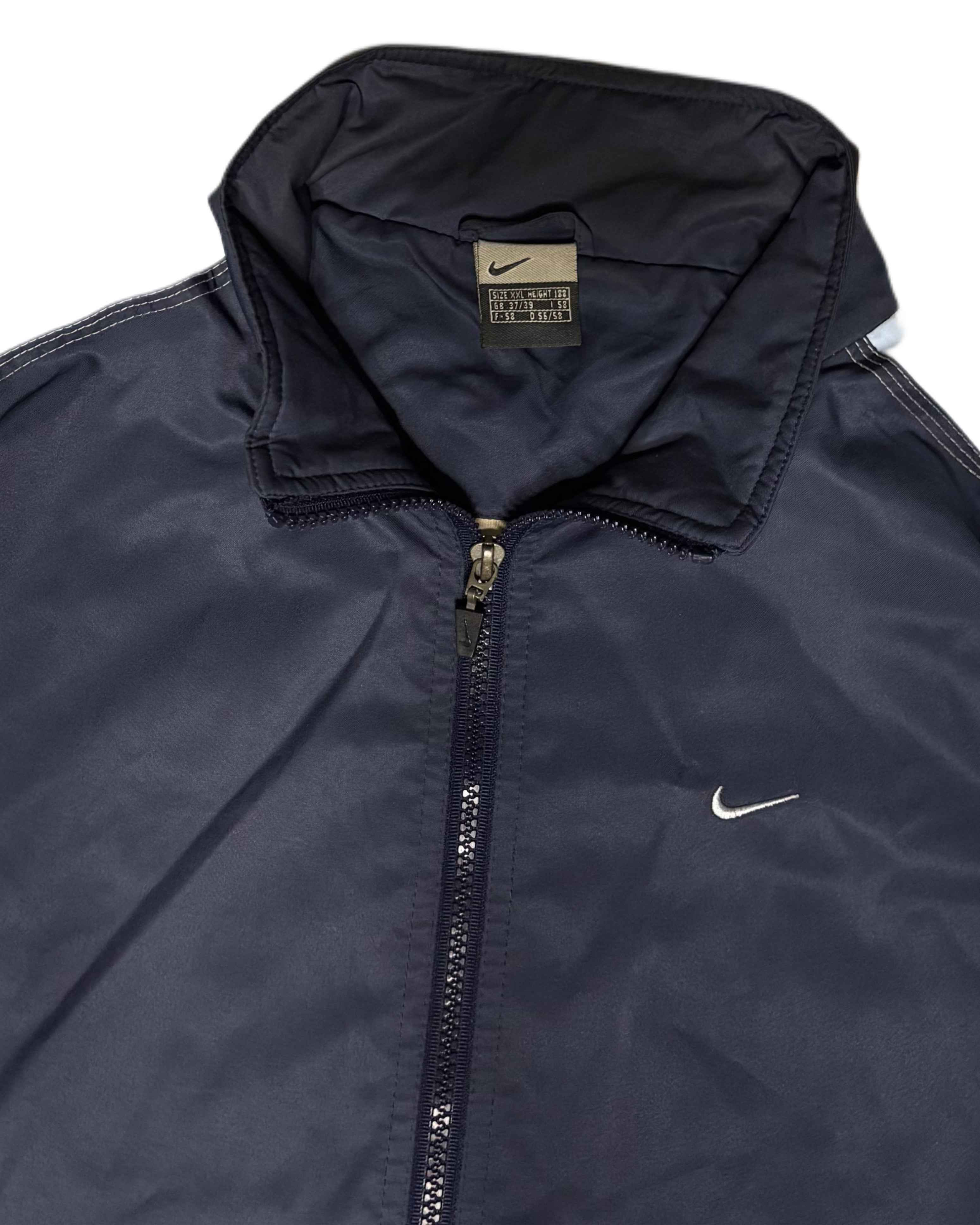 Vintage Nike Sports Jacket Navy Blue (2XL) - Gods Thrift Athens