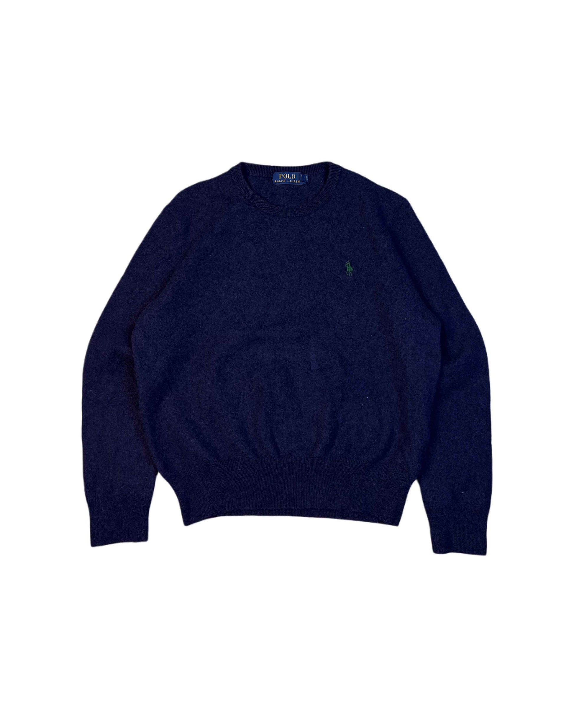 Vintage Polo Ralph Lauren Wool Sweater Navy Blue (XS) - Gods Thrift Athens