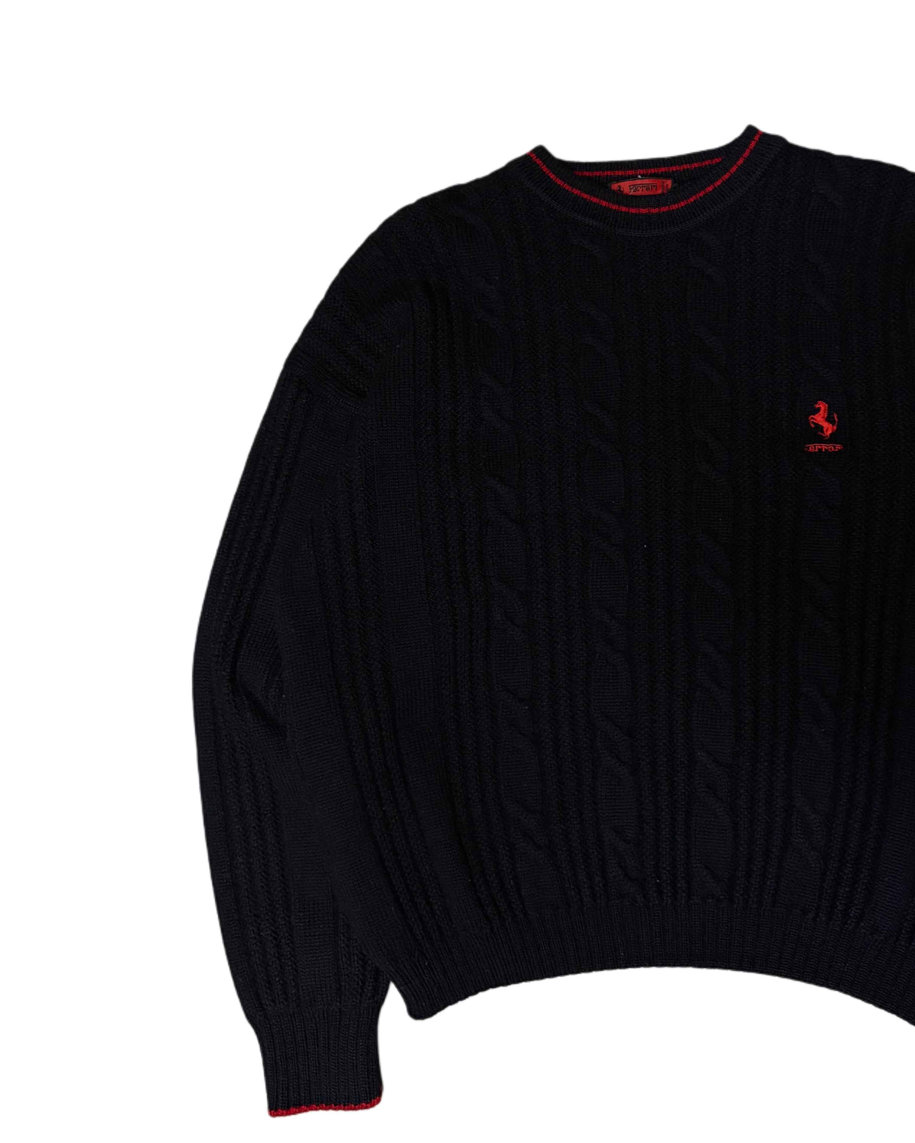 Vintage 1990s Ferrari Knit Sweater Black (M) - Gods Thrift Athens