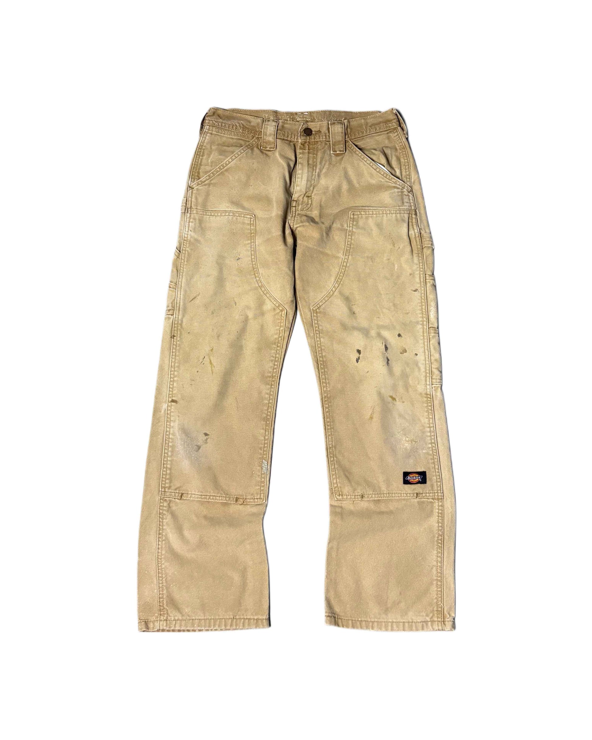 Vintage Thrashed Dickies Double Knee Workpants Beige (W30) - Gods Thrift Athens