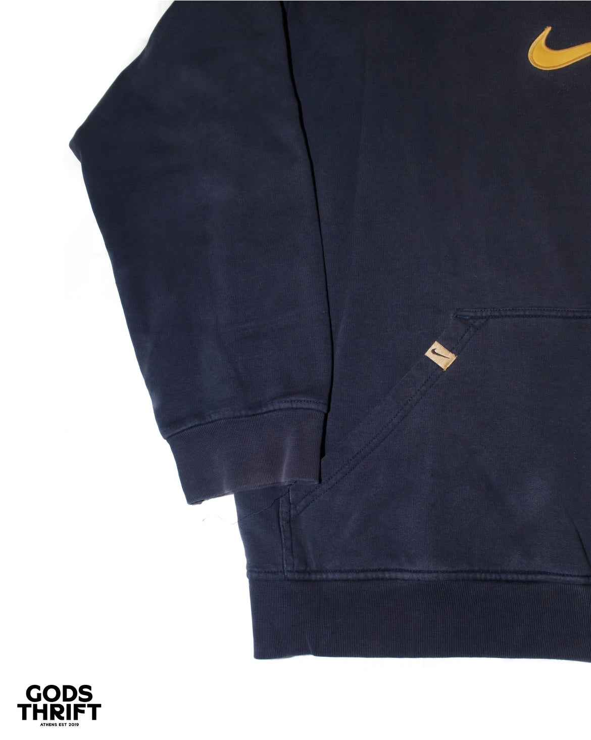 Nike navy center swoosh hoodie (L) - Gods Thrift Athens