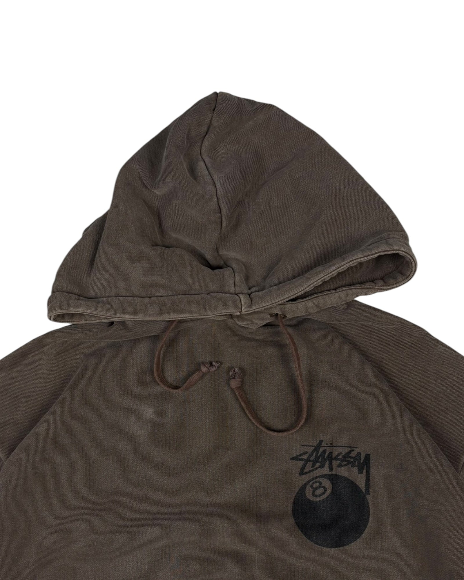Vintage Stussy Eight Ball Hoodie | Brown | Size S Tag — Fits M/L