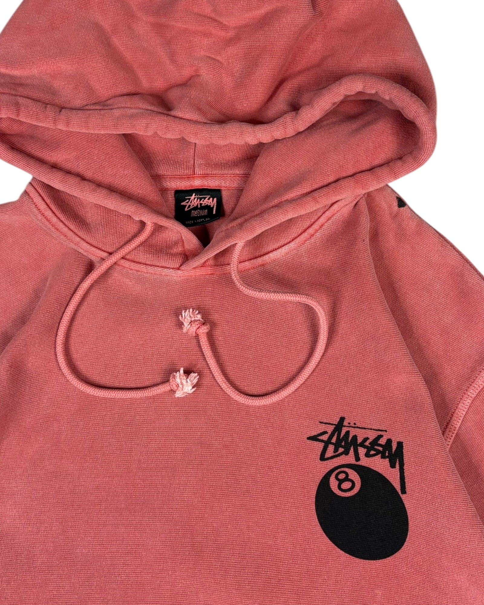 Vintage Stussy Eight Ball Hoodie | Watermelon Pink | Size M