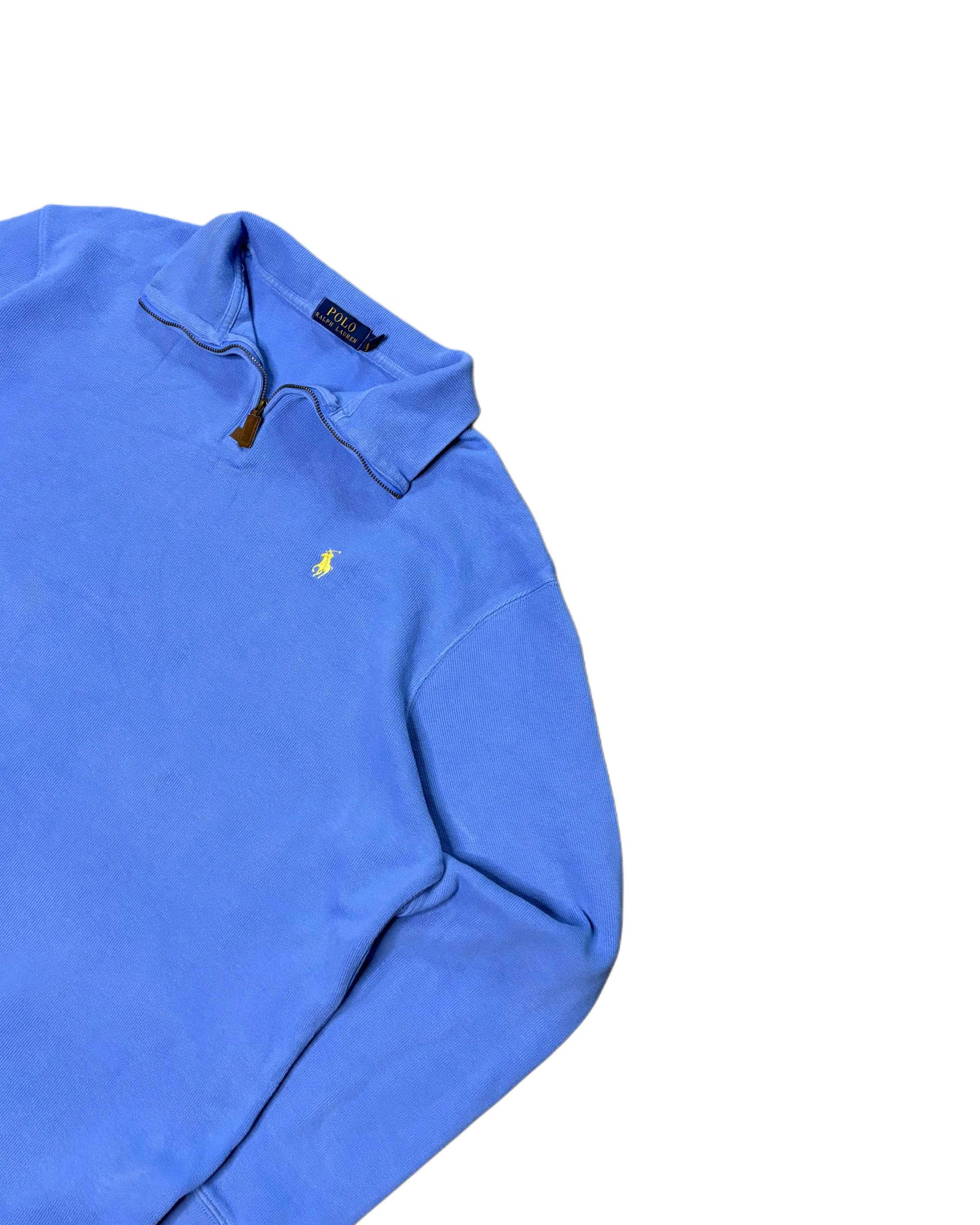 Vintage Polo Ralph Lauren 1/4 Zip Sweater Blue (XL) - Gods Thrift Athens
