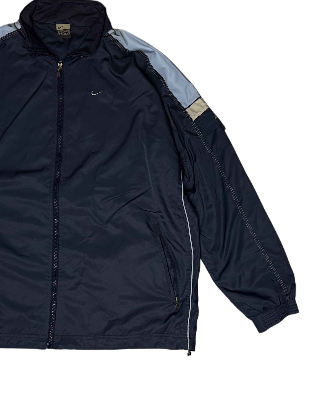 Vintage Nike Sports Jacket Navy Blue (2XL) - Gods Thrift Athens