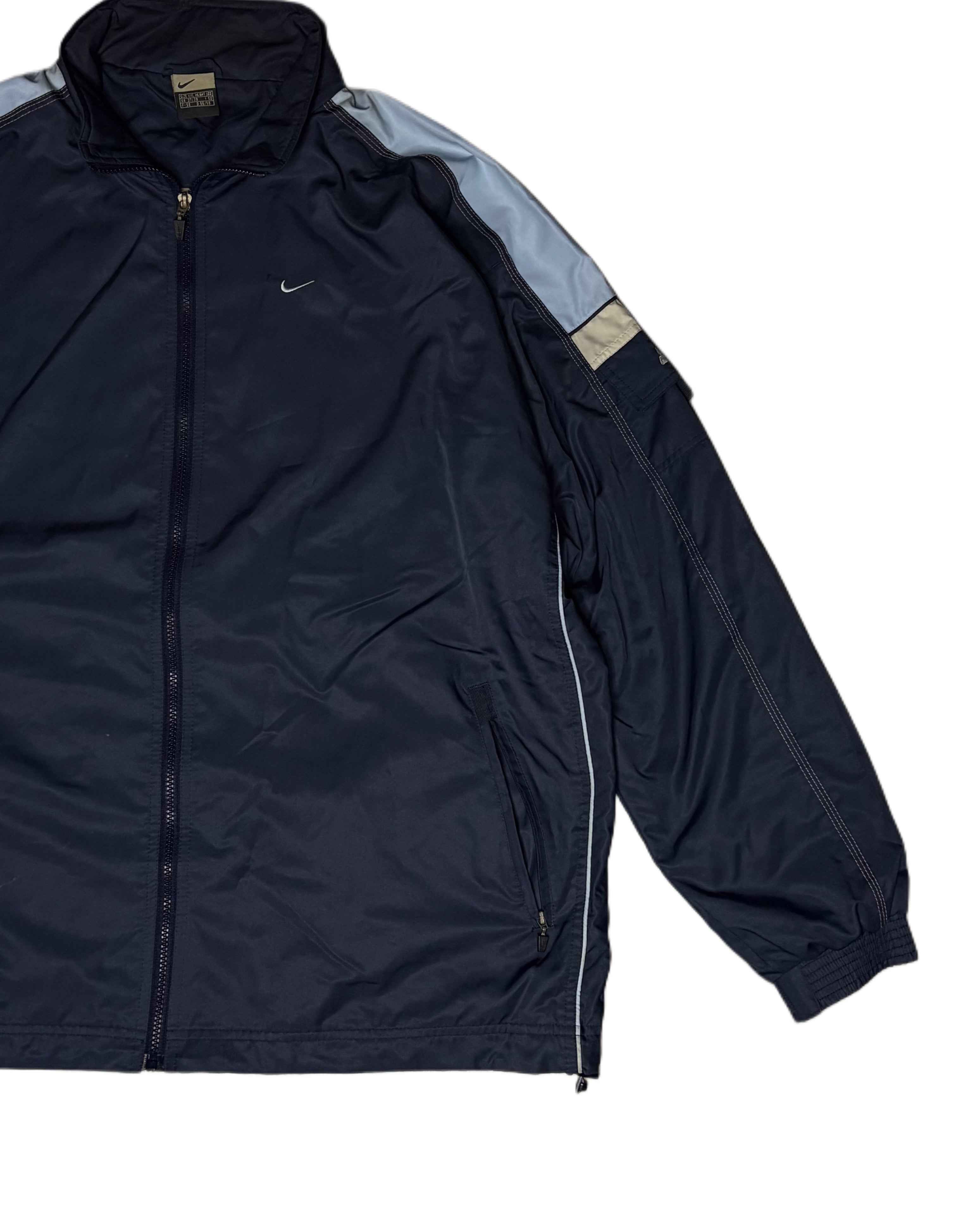 Vintage Nike Sports Jacket Navy Blue (2XL) - Gods Thrift Athens