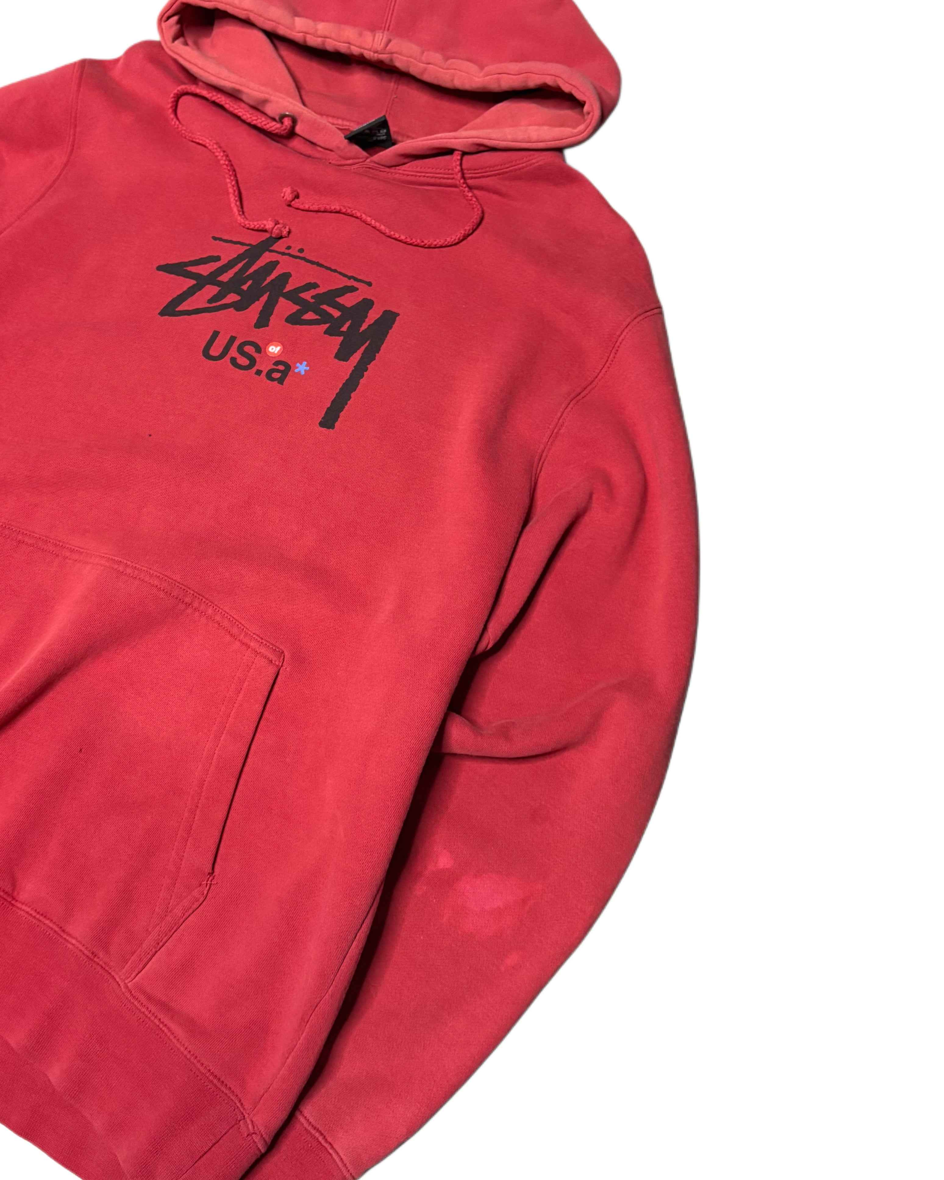 00s Stussy Hoodie Red (L) - Gods Thrift Athens