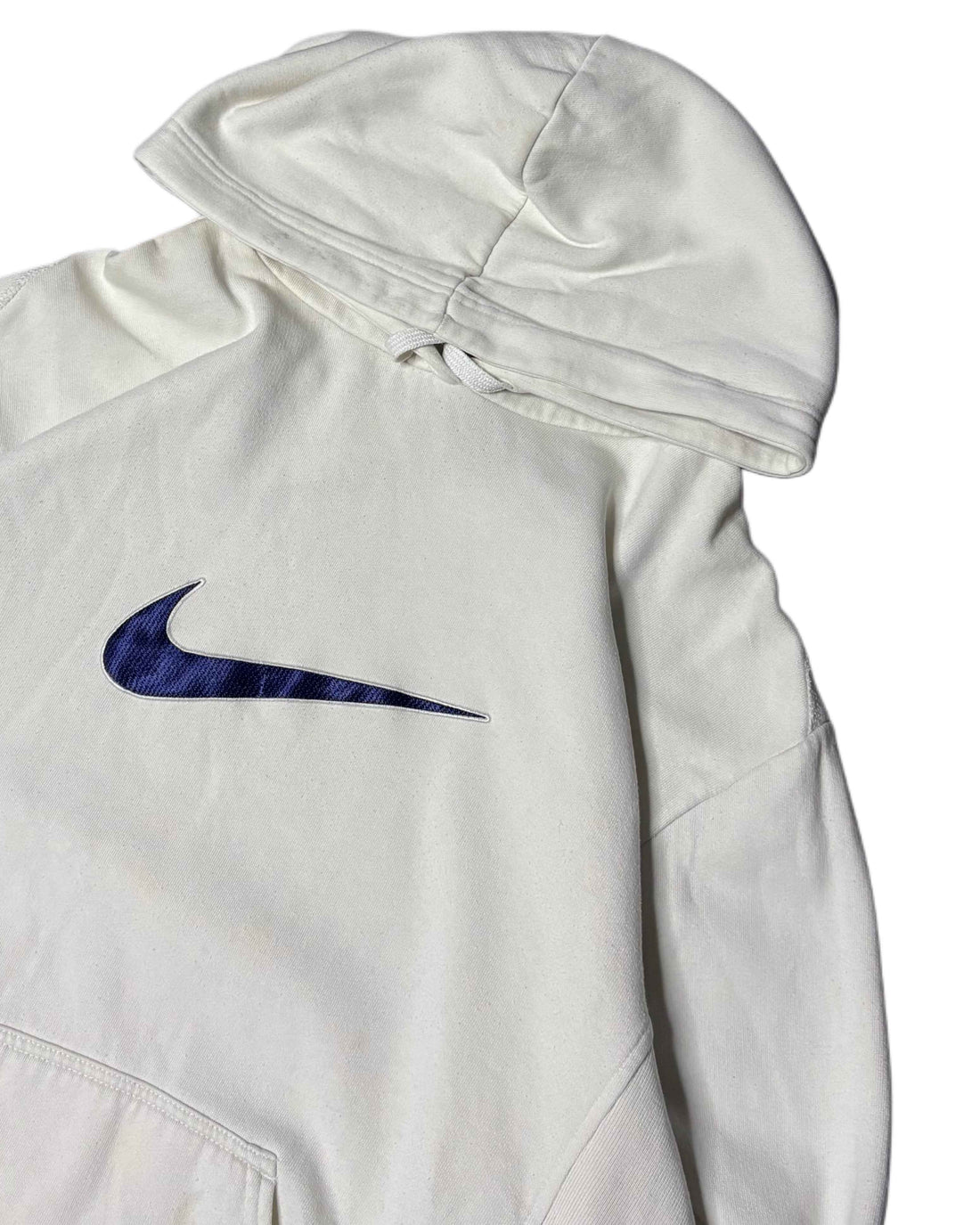 Vintage Nike Center Swoosh Hoodie White (L) - Gods Thrift Athens