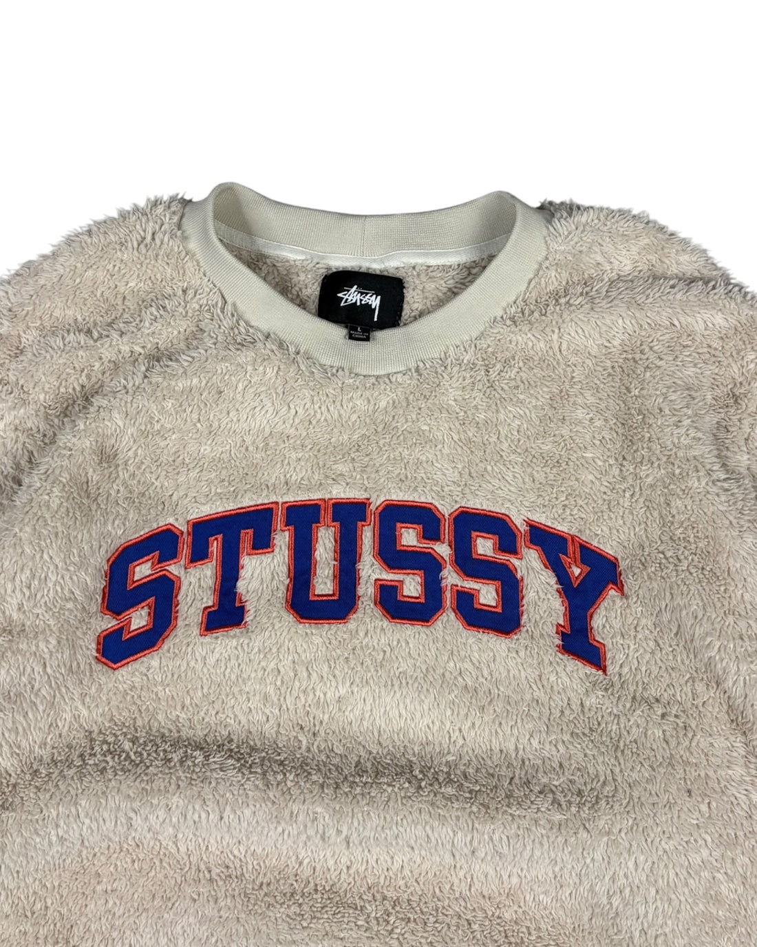 Vintage Stussy Fleece Crewneck | Beige | Size L