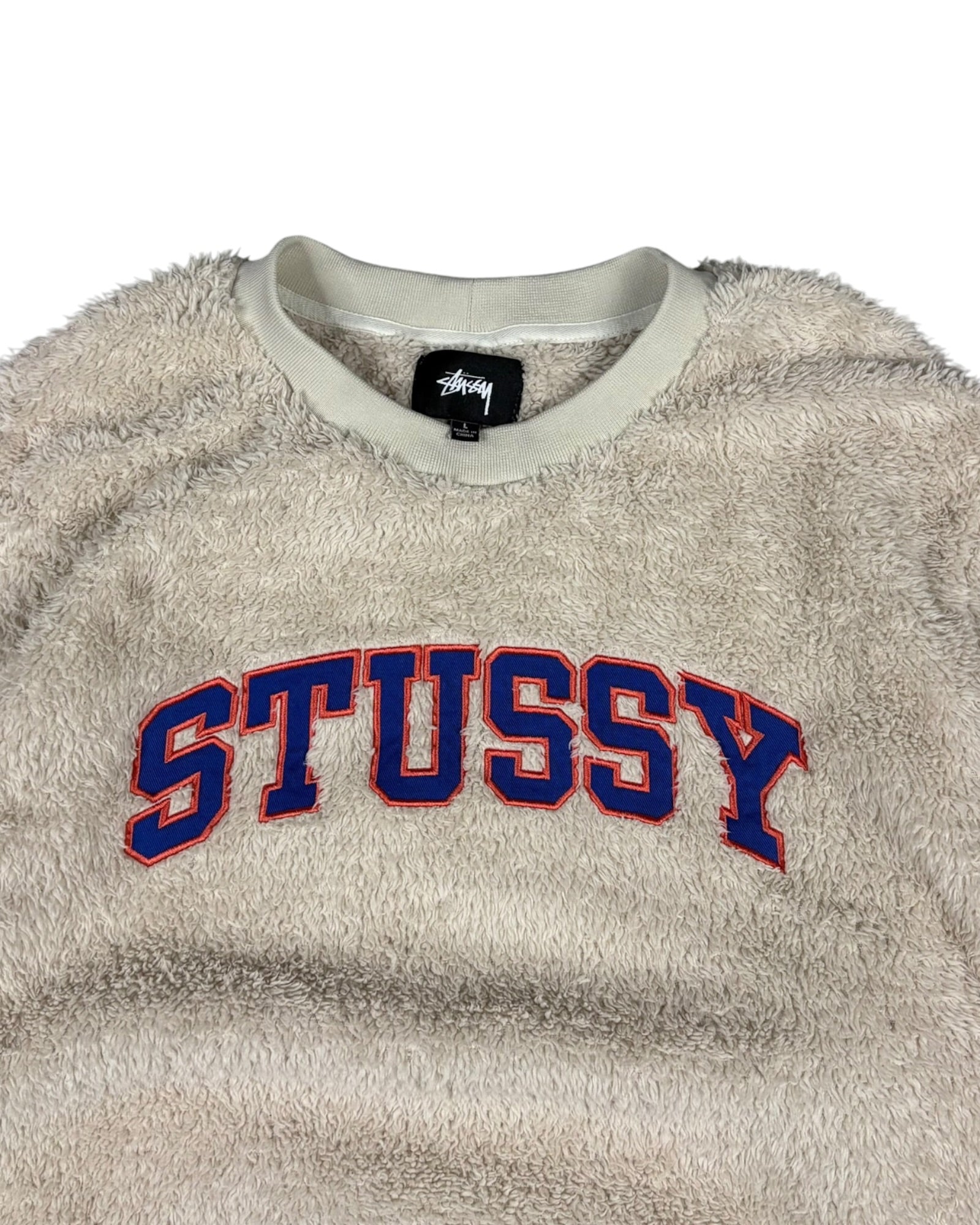 Vintage Stussy Fleece Crewneck | Beige | Size L