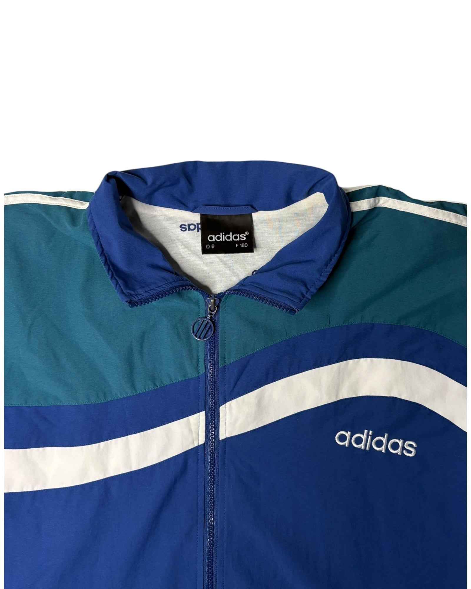 Vintage Late 80s Adidas Track Jacket | Navy / Petrol / White