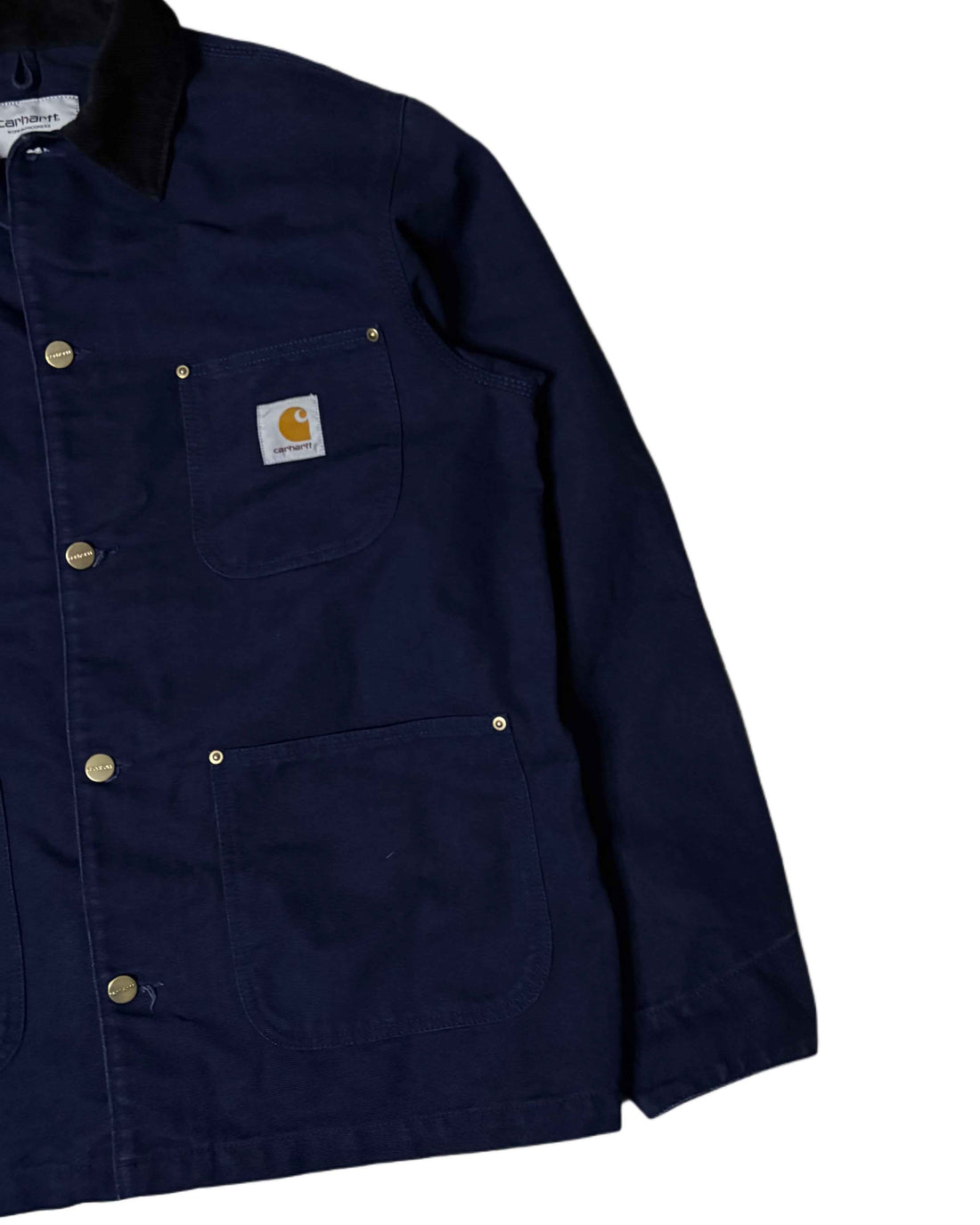 Carhartt Button Up Jacket Navy Blue (M) - Gods Thrift Athens