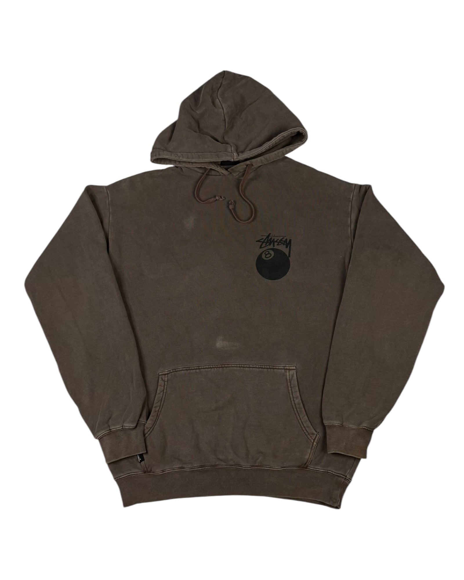 Vintage Stussy Eight Ball Hoodie | Brown | Size S Tag — Fits M/L