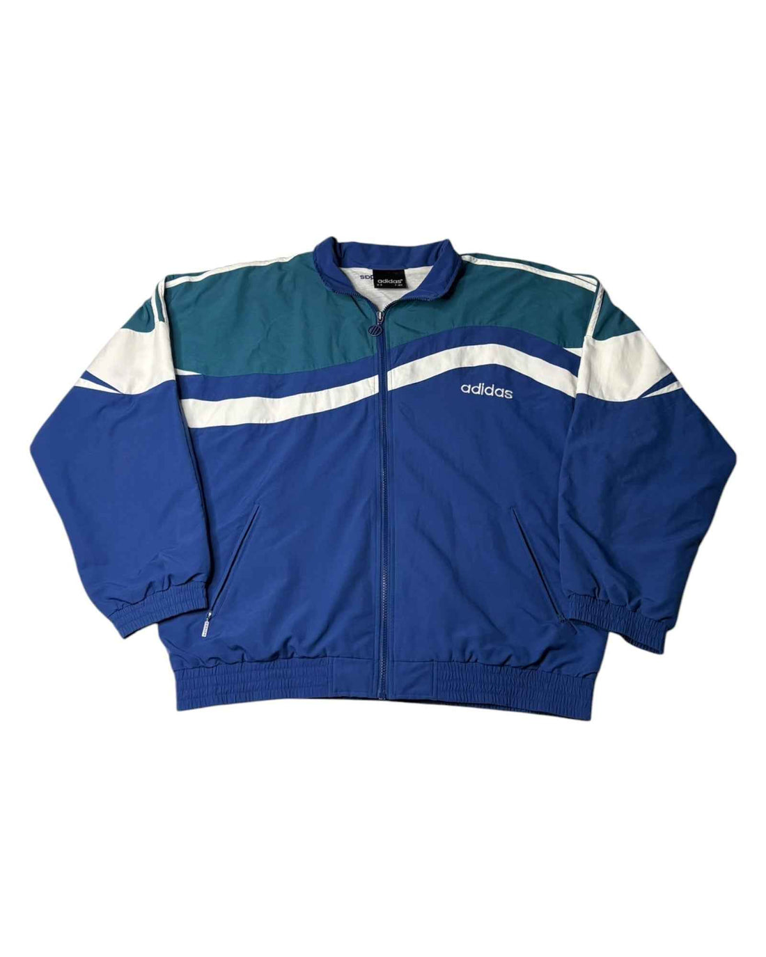Vintage Late 80s Adidas Track Jacket | Navy / Petrol / White | Size D6 / L