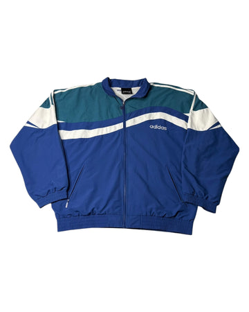 Vintage Late 80s Adidas Track Jacket | Navy / Petrol / White | Size D6 / L