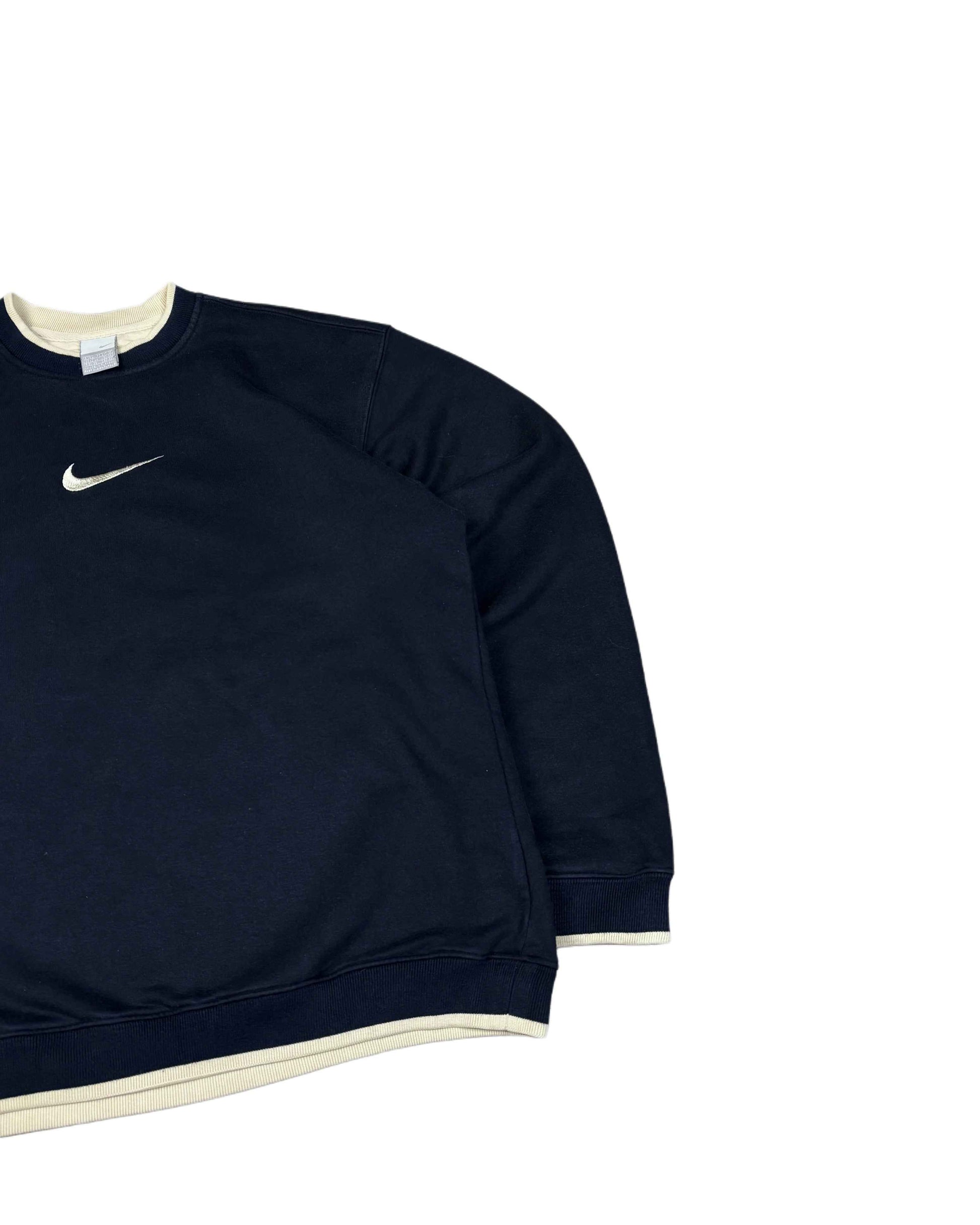 Vintage Nike Center Swoosh Crewneck Navy Blue (M) - Gods Thrift Athens