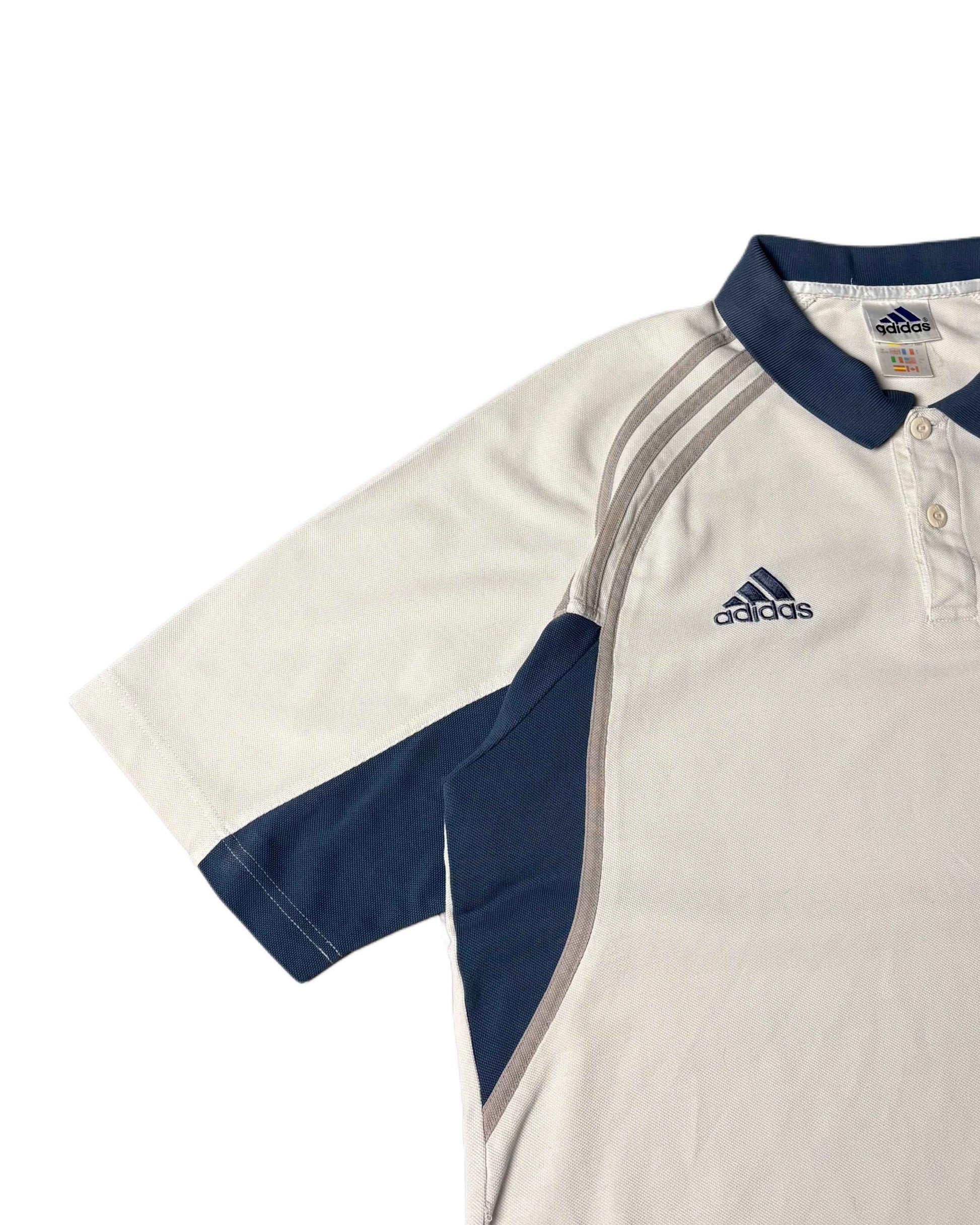 Vintage Adidas Real Madrid Polo T-shirt White (XL) - Gods Thrift Athens