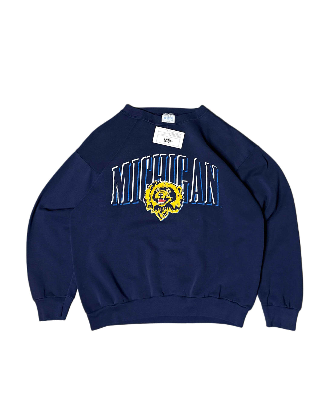 Vintage Michigan Crewneck Navy Blue (2XL) - Gods Thrift Athens