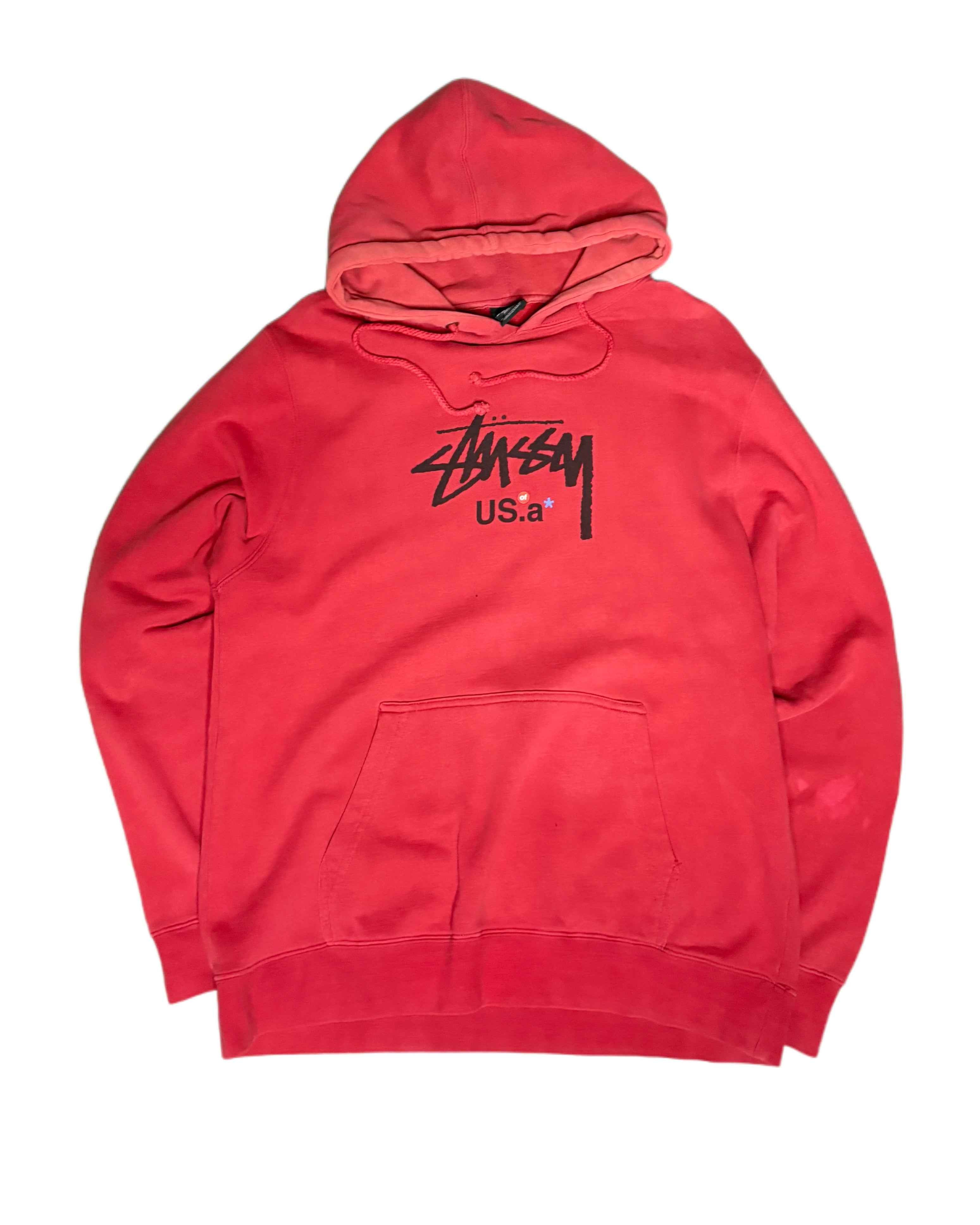 00s Stussy Hoodie Red (L) - Gods Thrift Athens