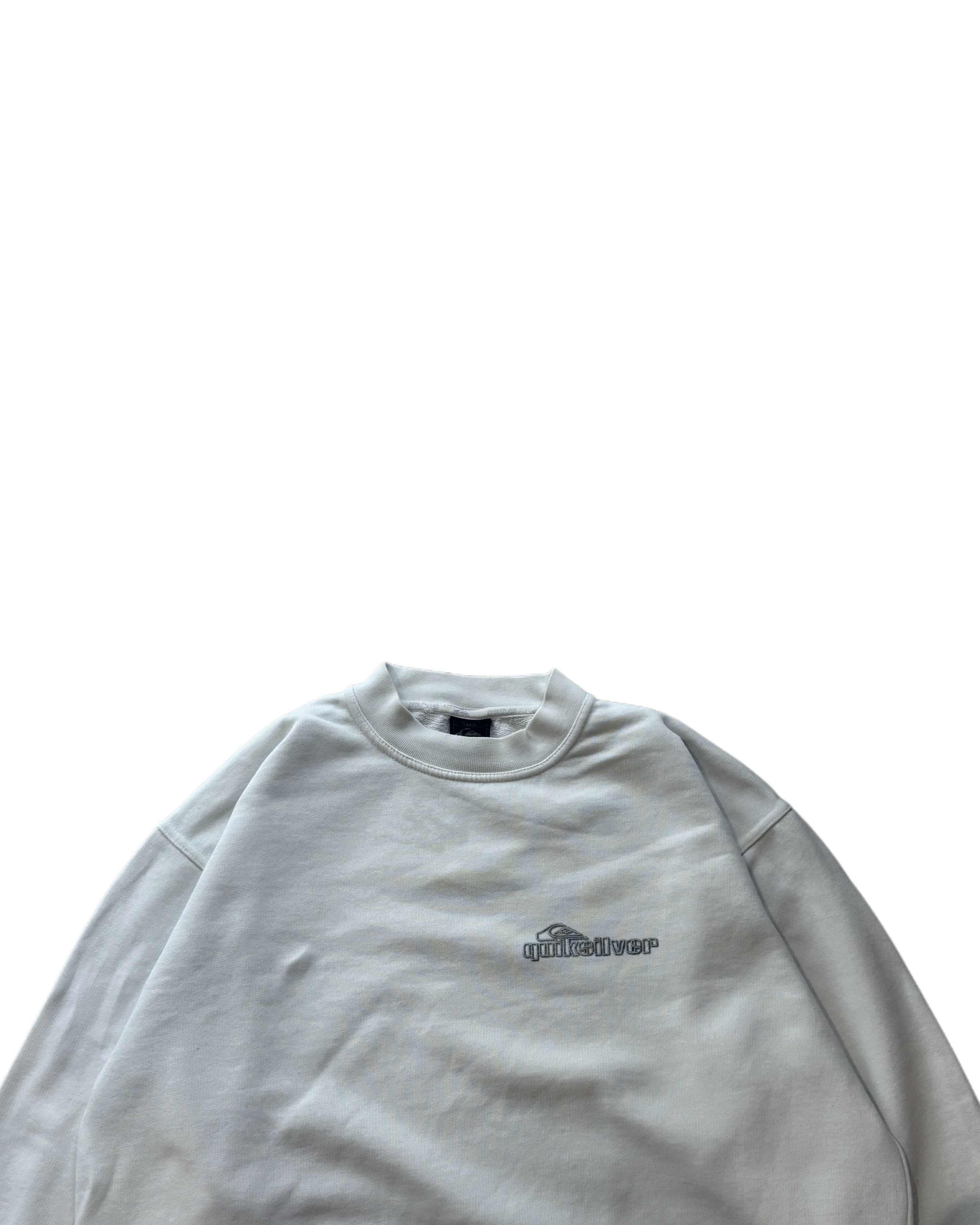 00s Quiksilver Crewneck White (L) - Gods Thrift Athens