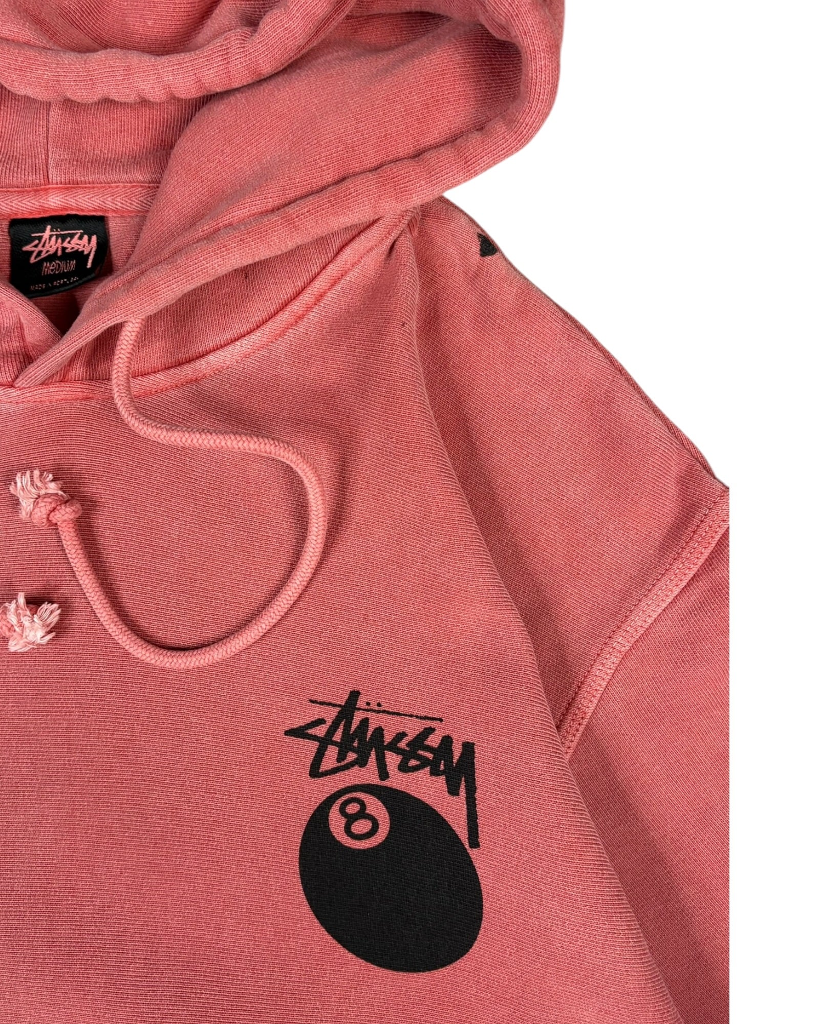 Vintage Stussy Eight Ball Hoodie | Watermelon Pink | Size M