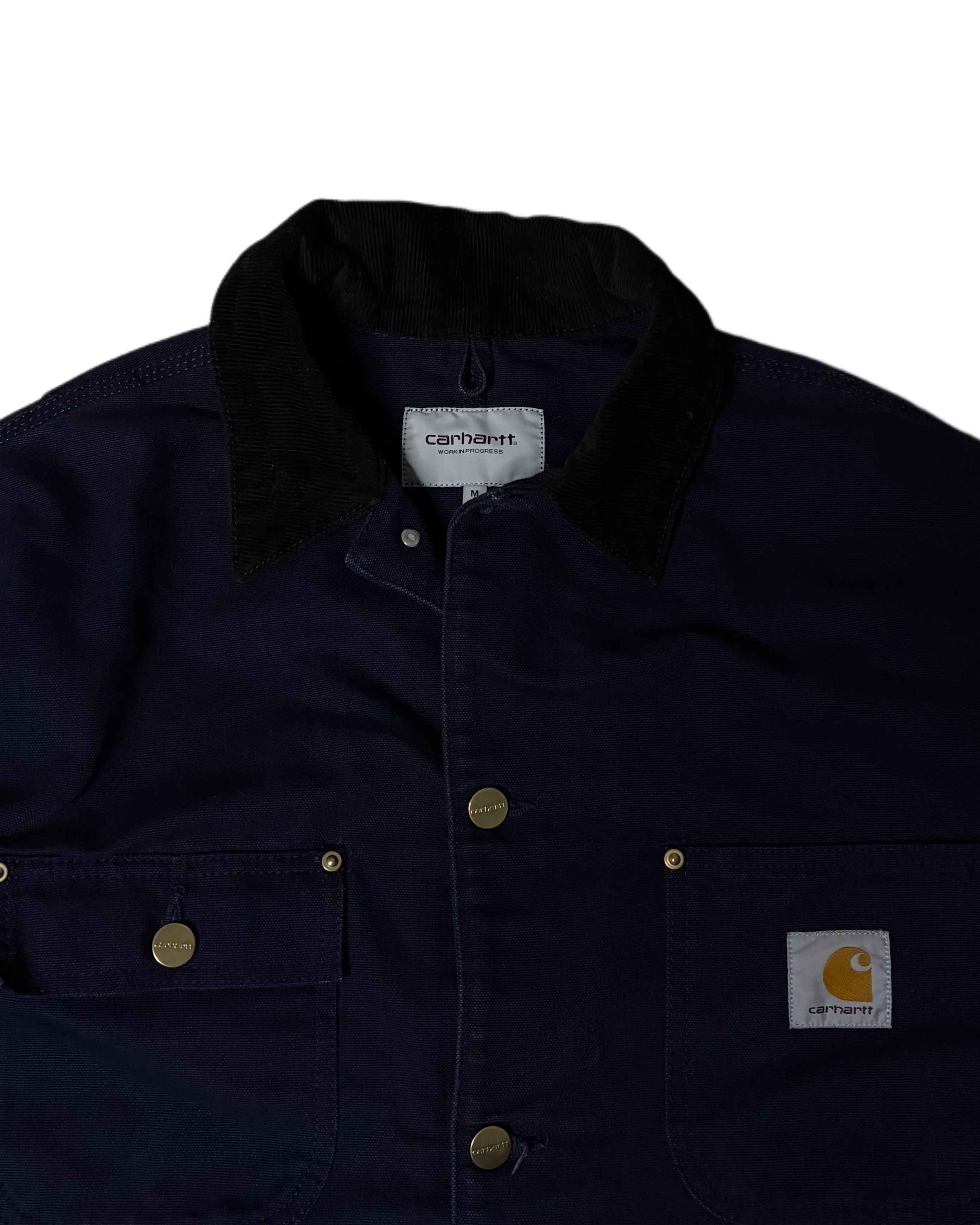 Carhartt Button Up Jacket Navy Blue (M) - Gods Thrift Athens