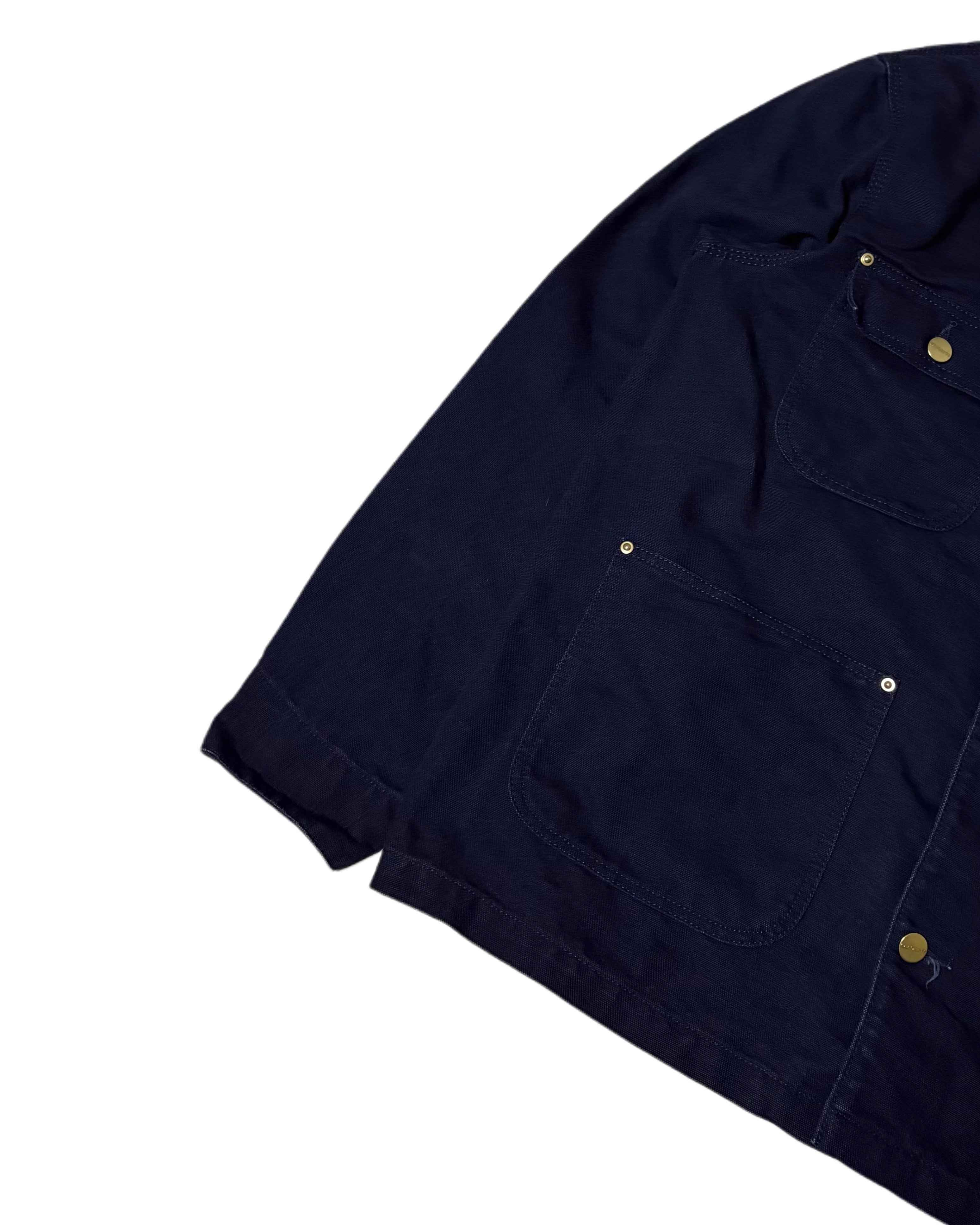 Carhartt Button Up Jacket Navy Blue (M) - Gods Thrift Athens