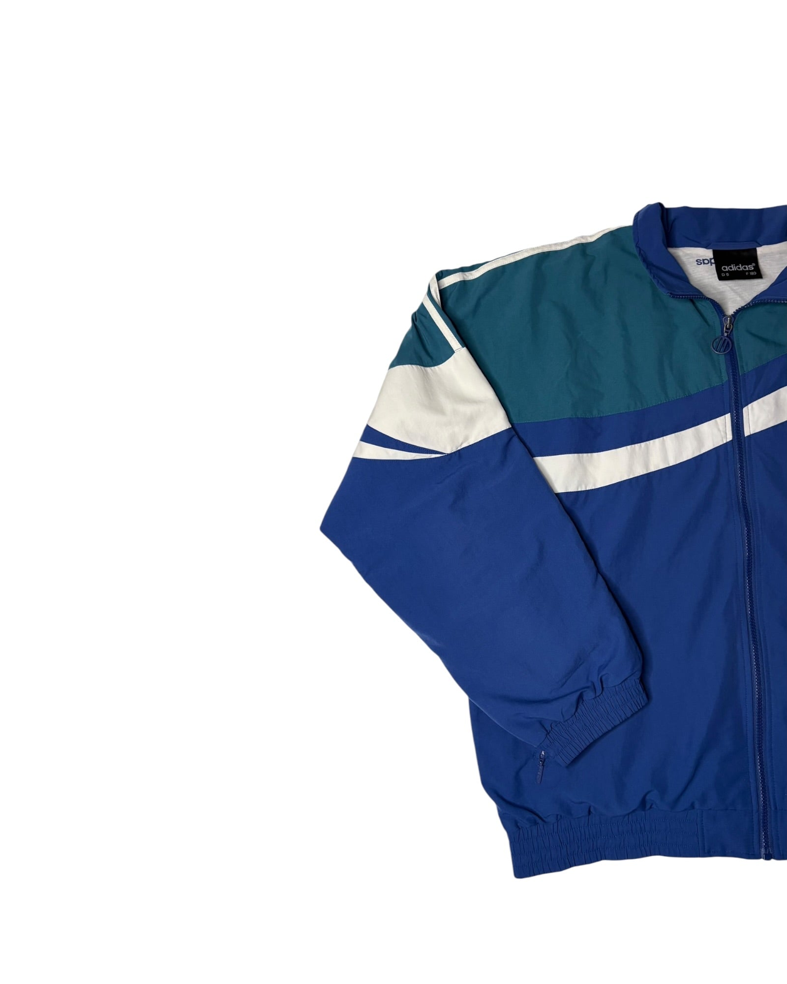 Vintage Late 80s Adidas Track Jacket | Navy / Petrol / White | Size D6 / L