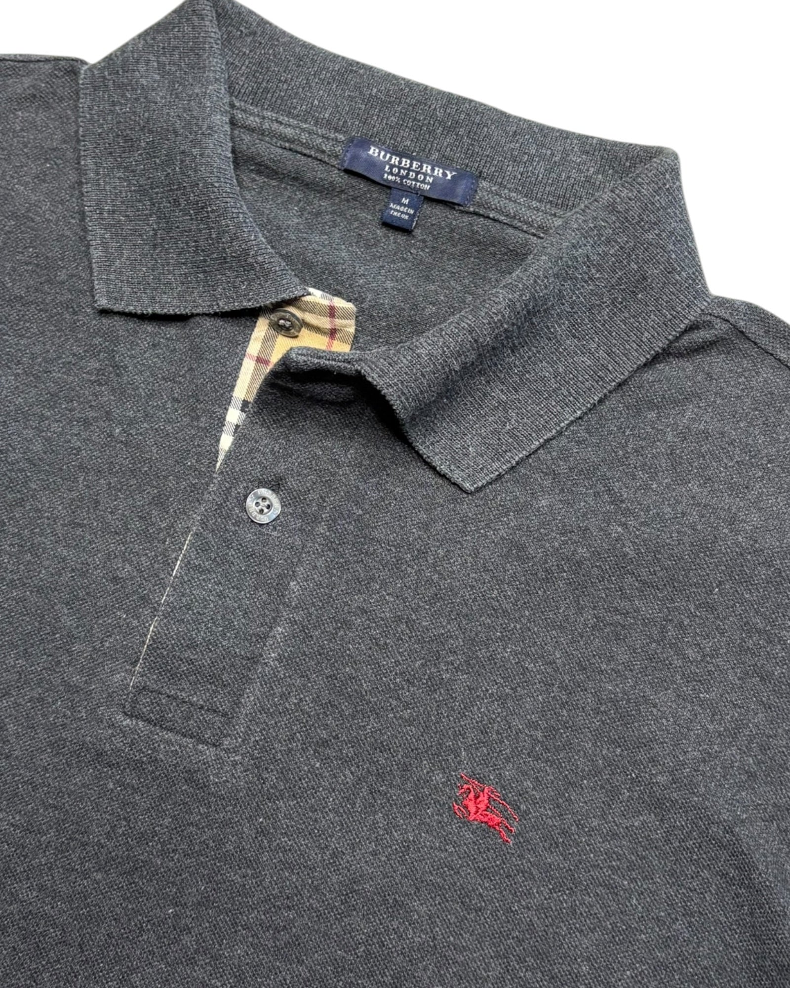 Vintage 2000s Burberry Polo | Grey | Size M | Made in UK