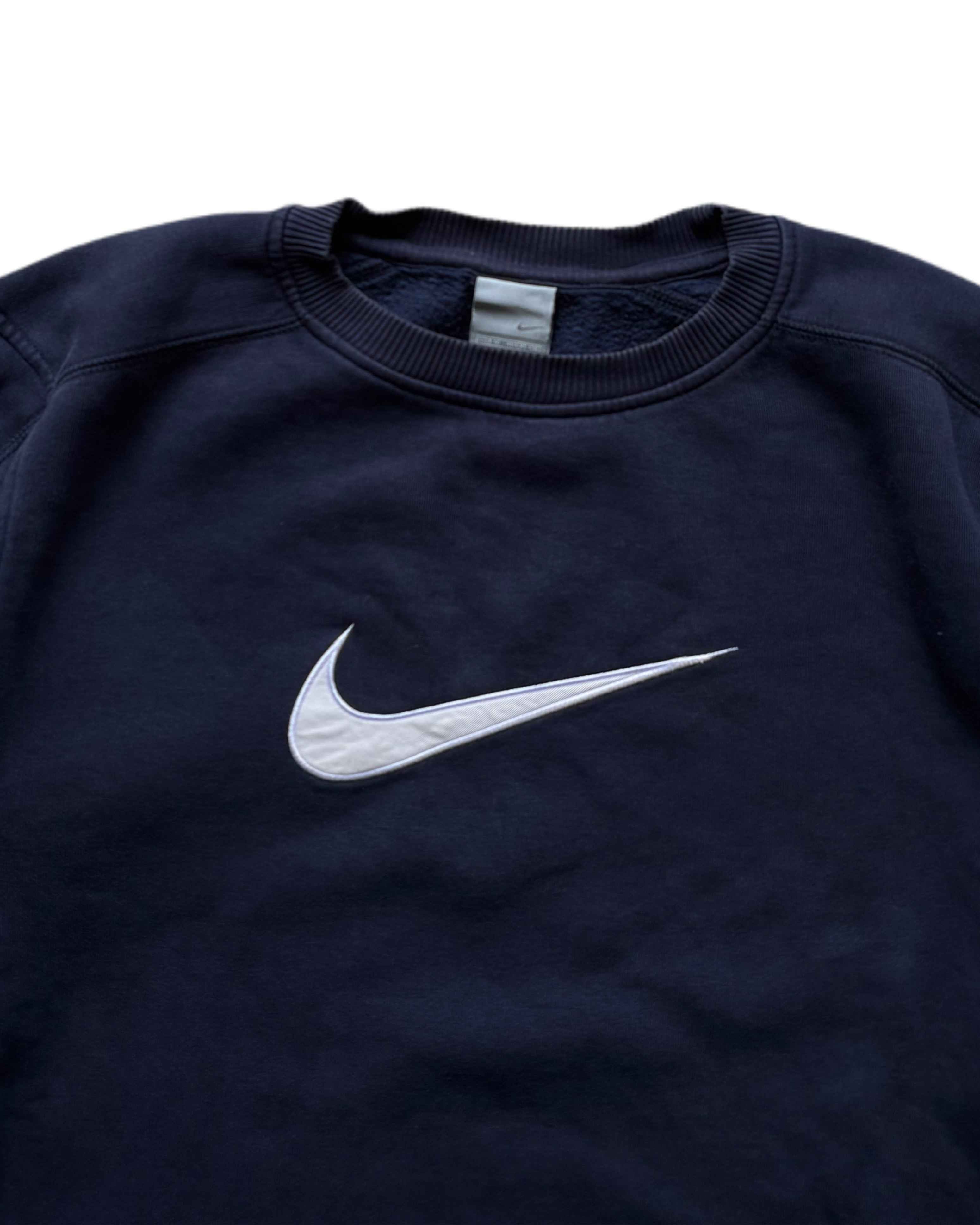 00s Nike Center Swoosh Crewneck Navy (M) - Gods Thrift Athens