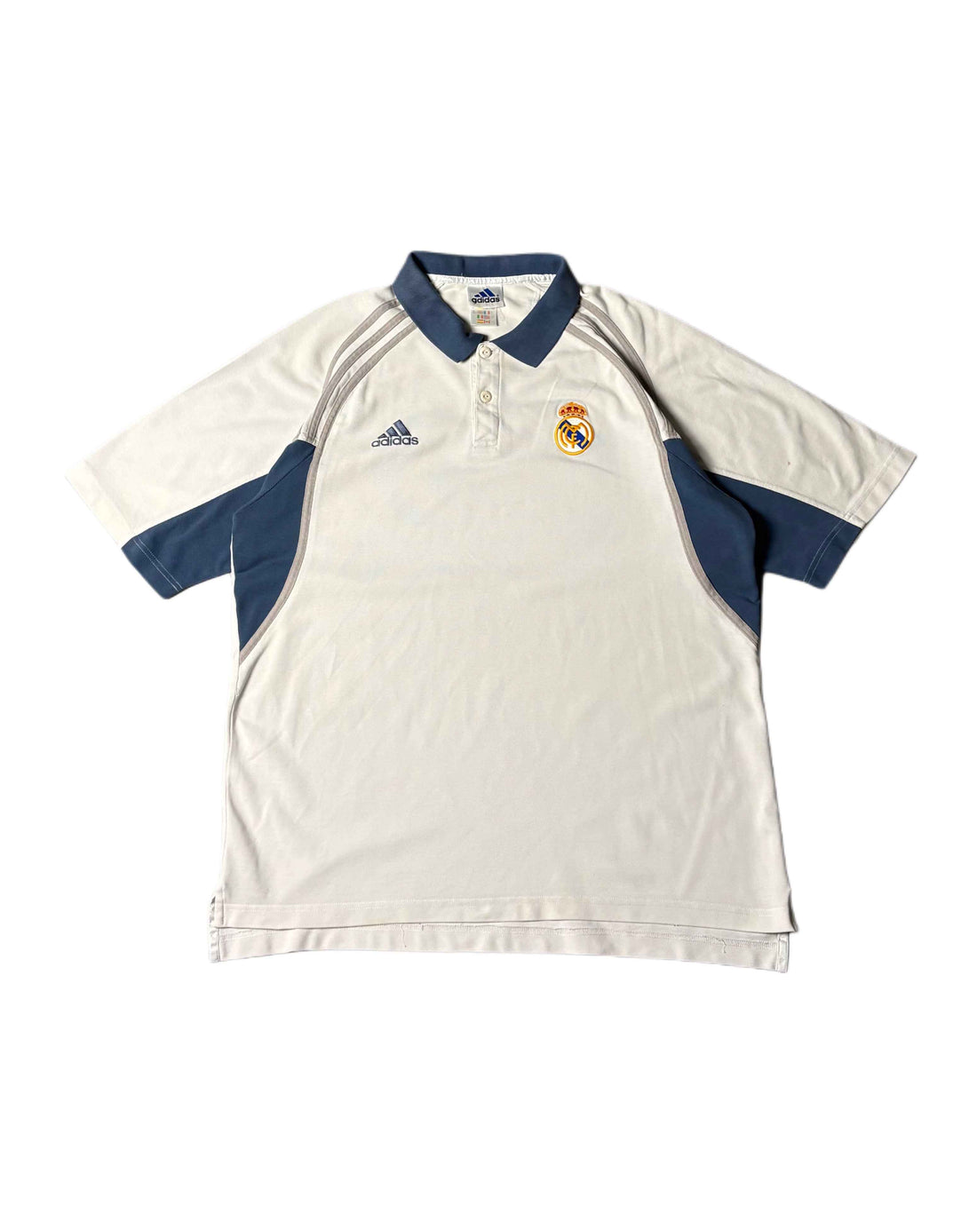 Vintage Adidas Real Madrid Polo T-shirt White (XL) - Gods Thrift Athens