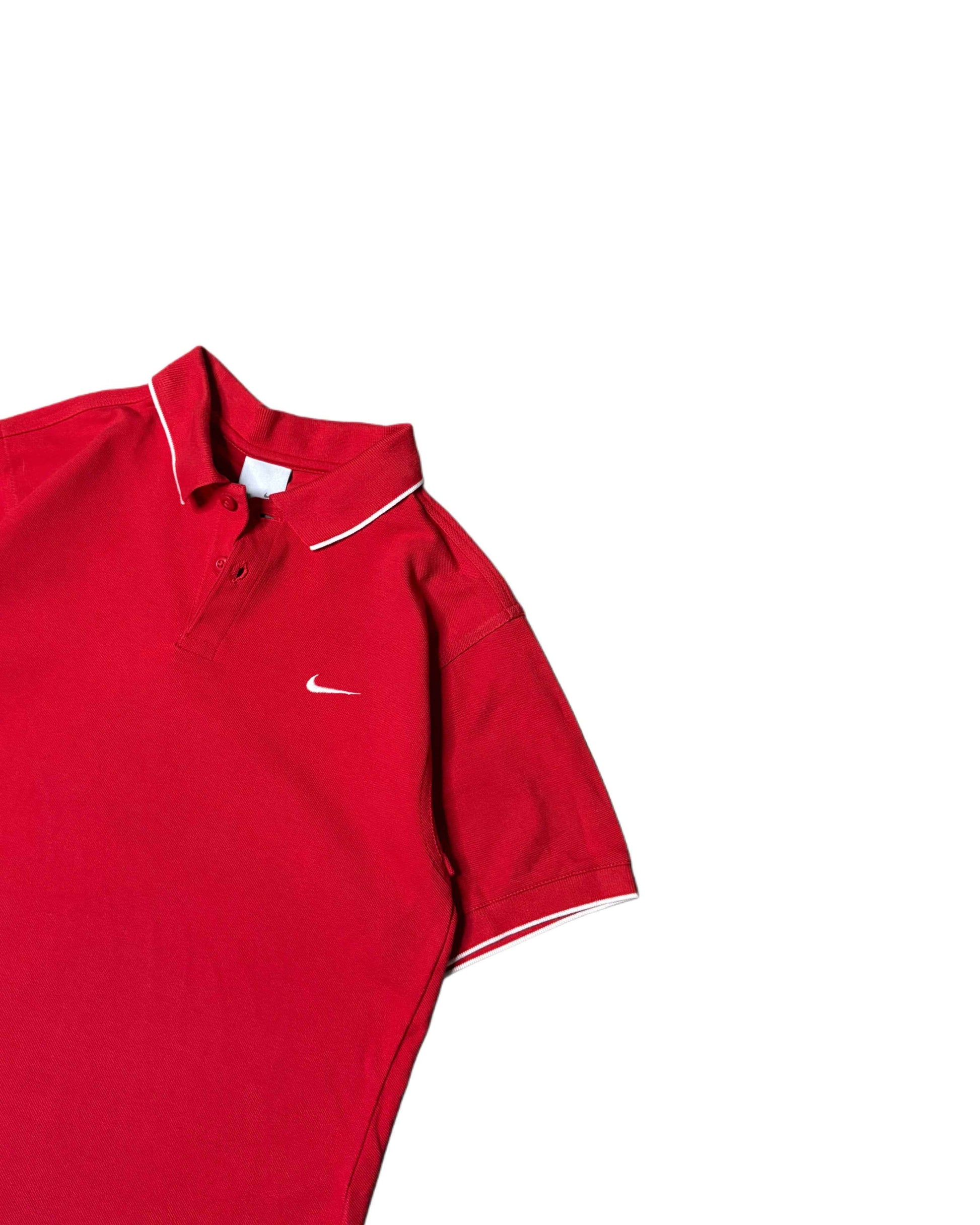 Vintage Nike Polo T-Shirt Red (S) - Gods Thrift Athens