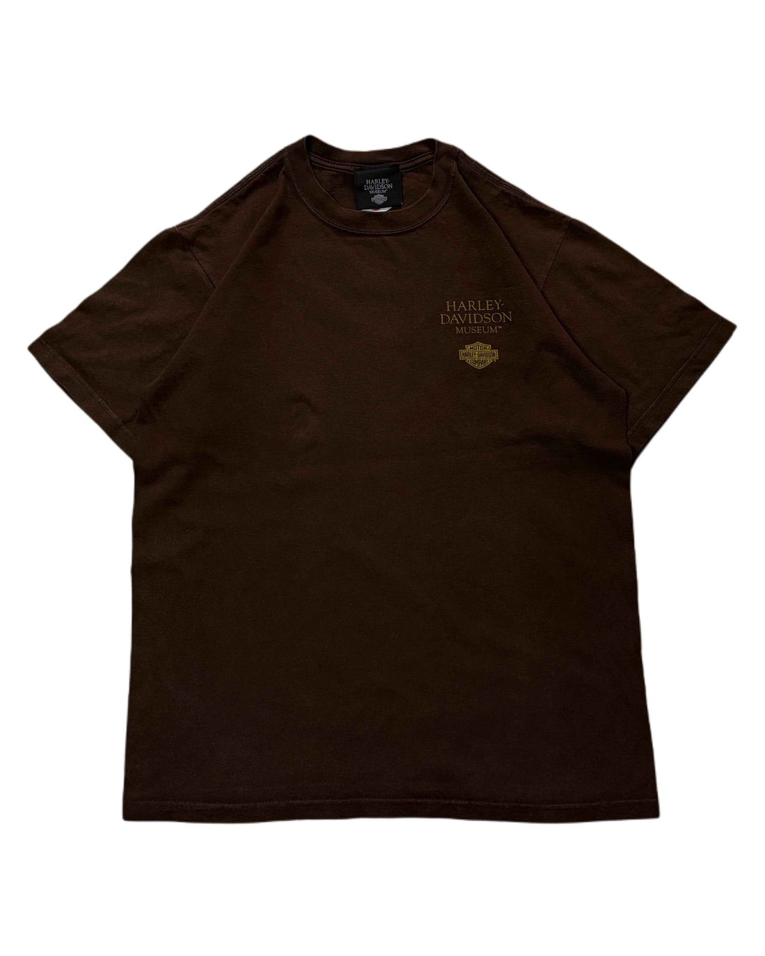 Vintage Harley Davidson Museum T-shirt Brown (L) - Gods Thrift Athens