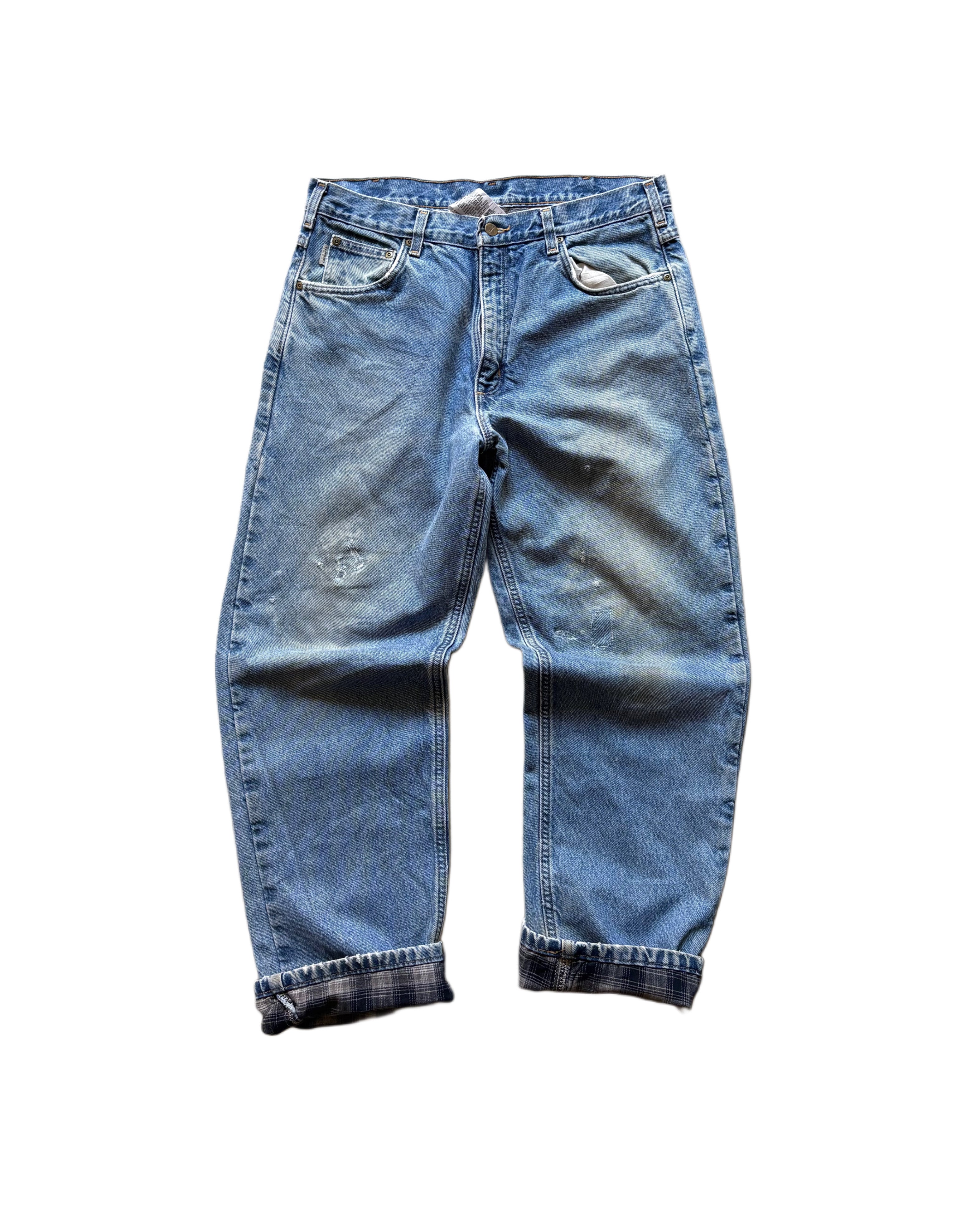 Carhartt B172DST Vaqueros de mezclilla con forro de franela relajados (W36 L30)