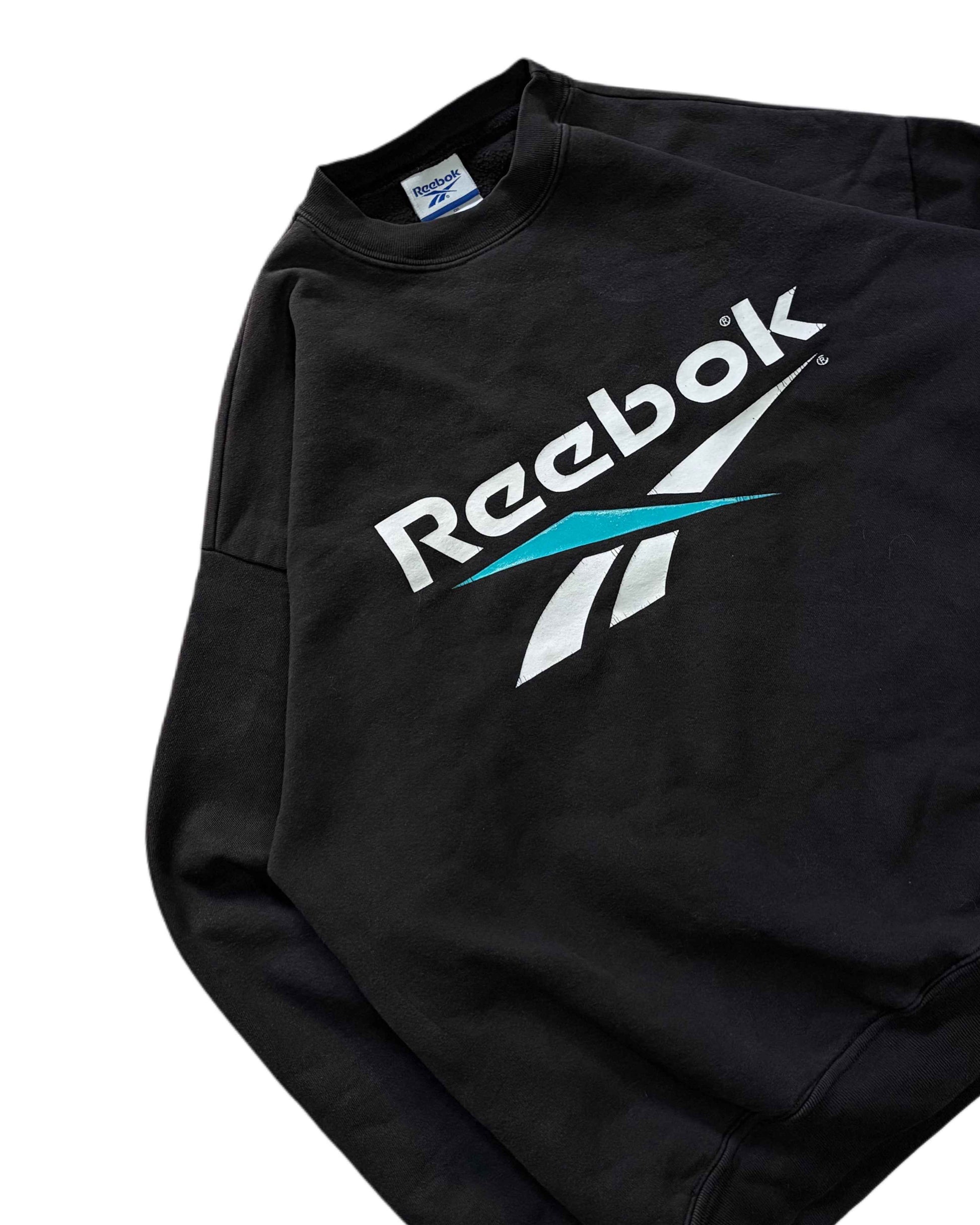 Vintage Reebok Crewneck Black (M) - Gods Thrift Athens