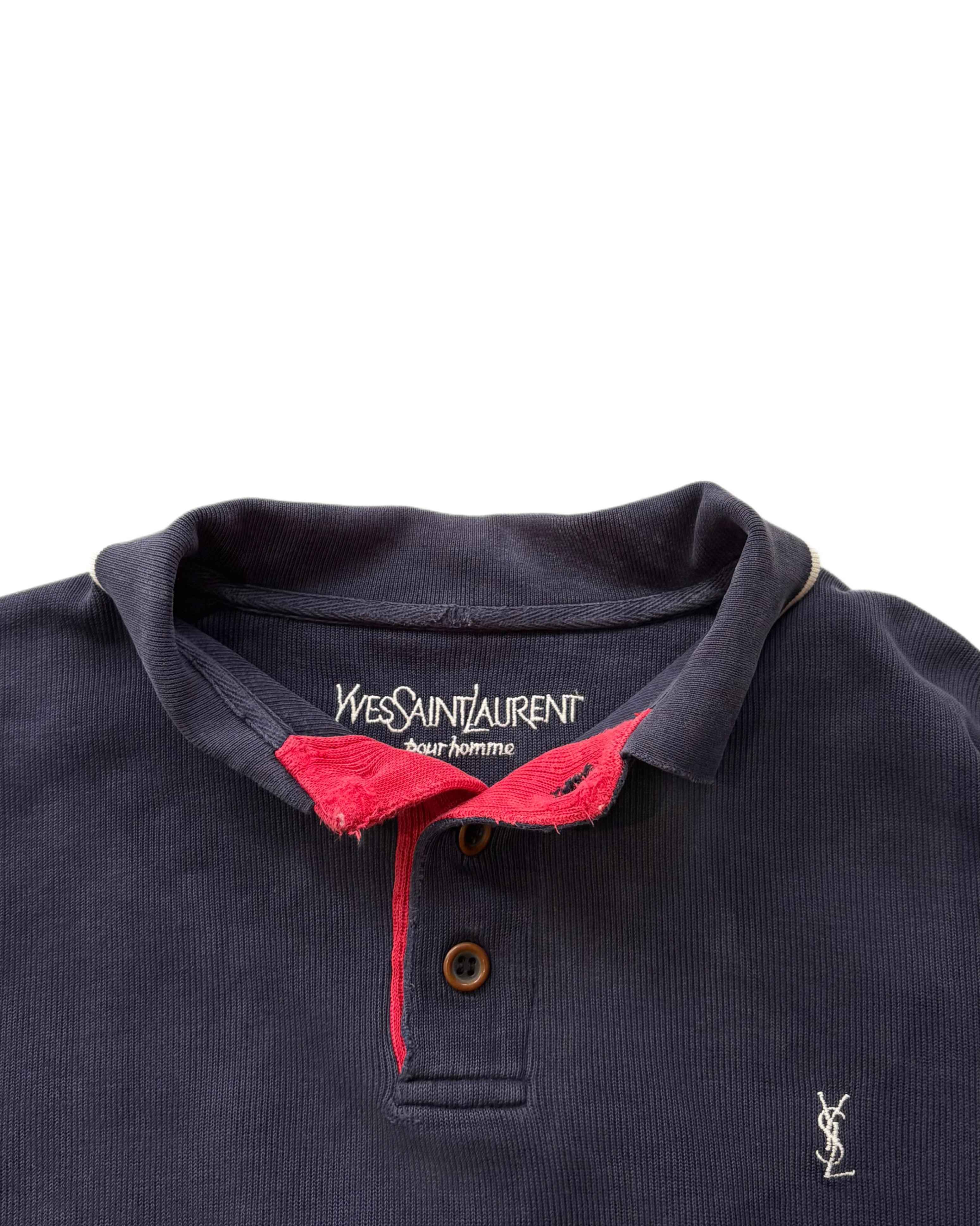 Yves Saint Laurent 1/4 Zip Sweater Navy Blue (XL)
