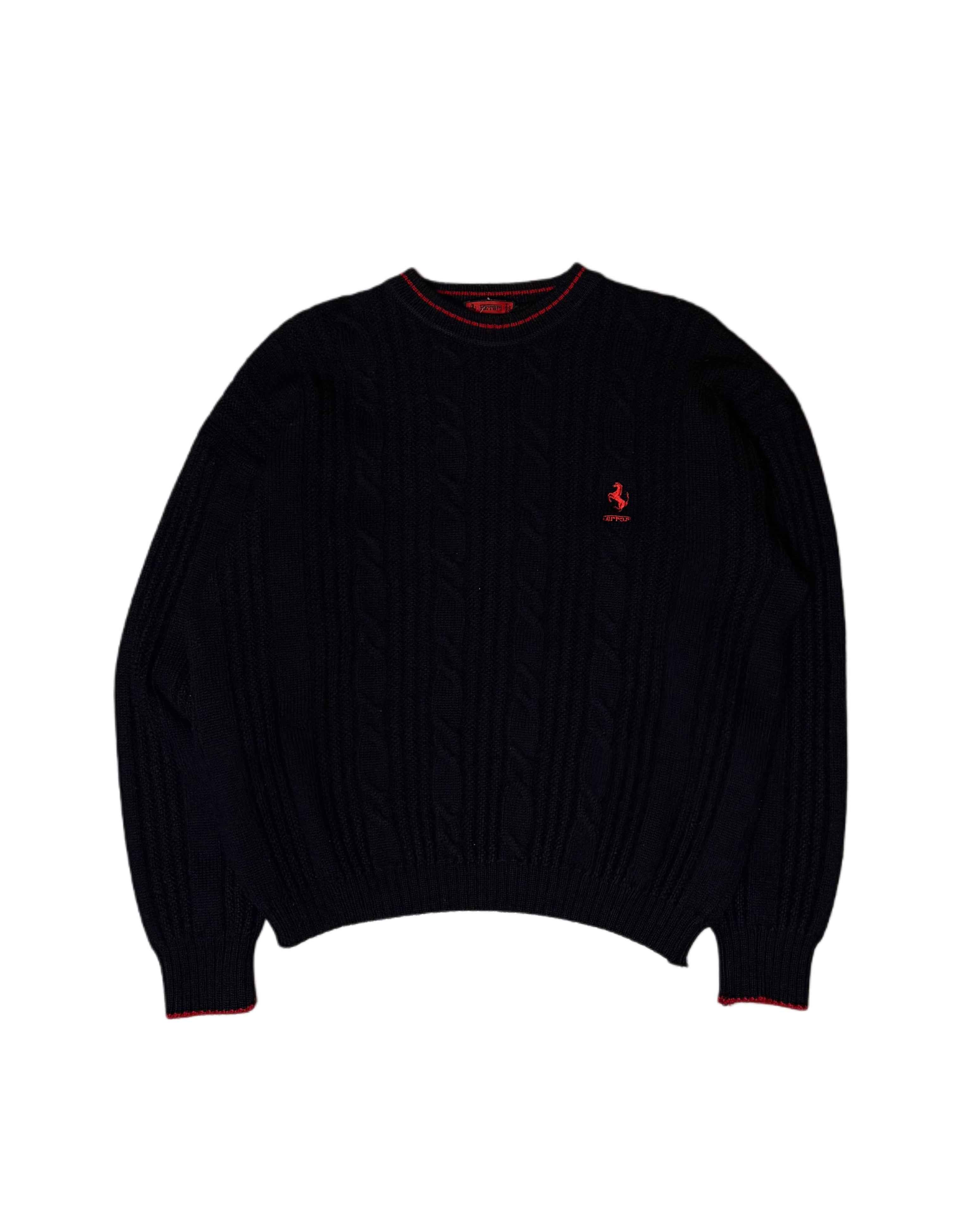 Vintage 1990s Ferrari Knit Sweater Black (M) - Gods Thrift Athens