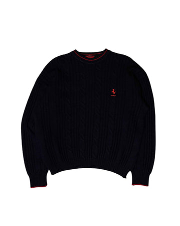 Vintage 1990s Ferrari Knit Sweater Black (M) - Gods Thrift Athens