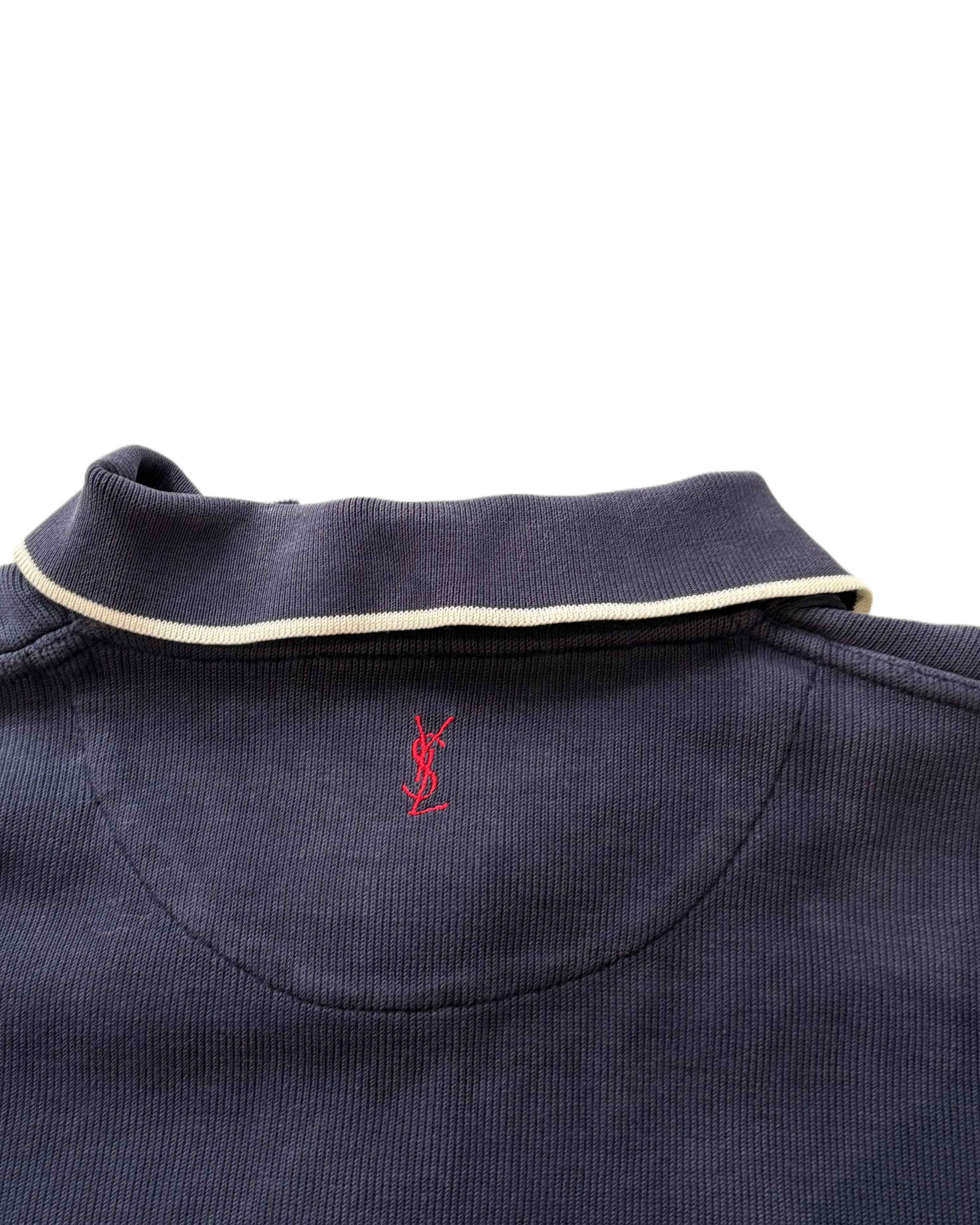 Yves Saint Laurent 1/4 Zip Sweater Navy Blue (XL) - Gods Thrift Athens