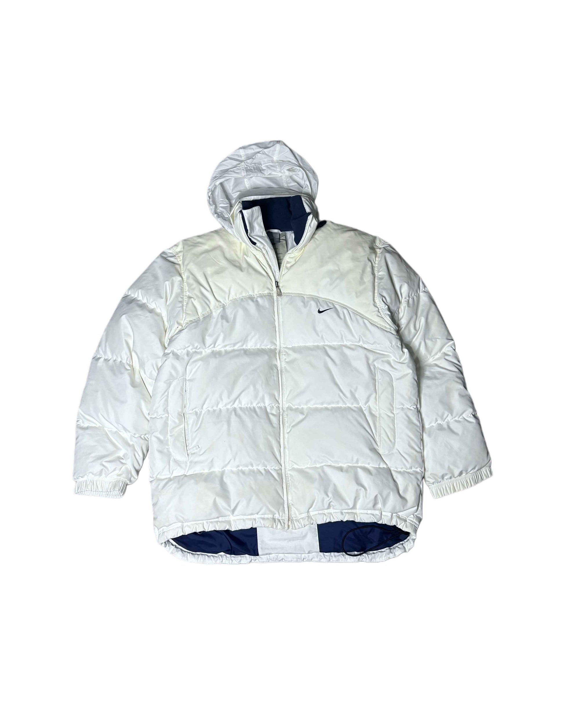 Vintage Nike Puffer Jacket Frost White (M) - Gods Thrift Athens