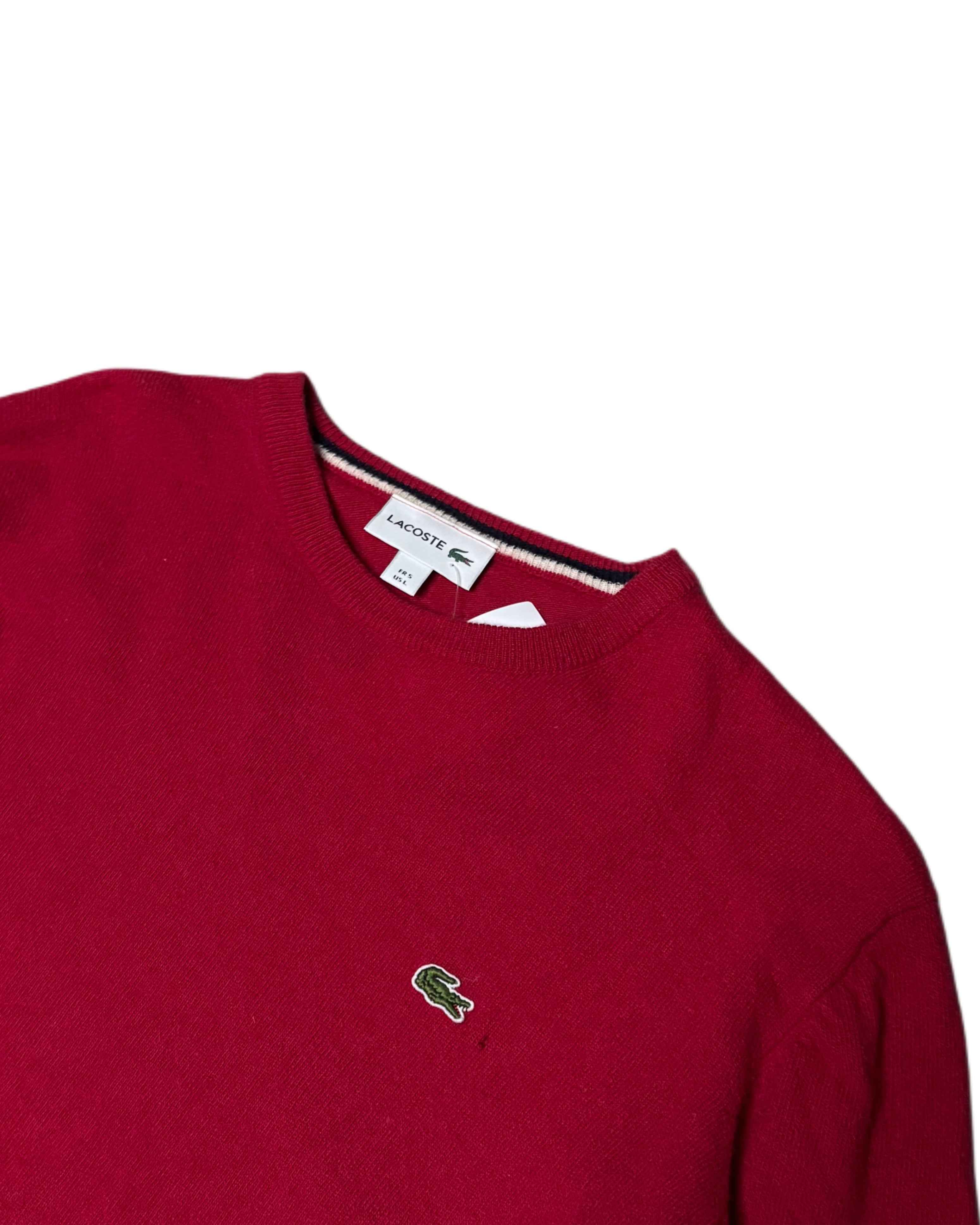 Lacoste Knit Sweater Deep Red (L) - Gods Thrift Athens