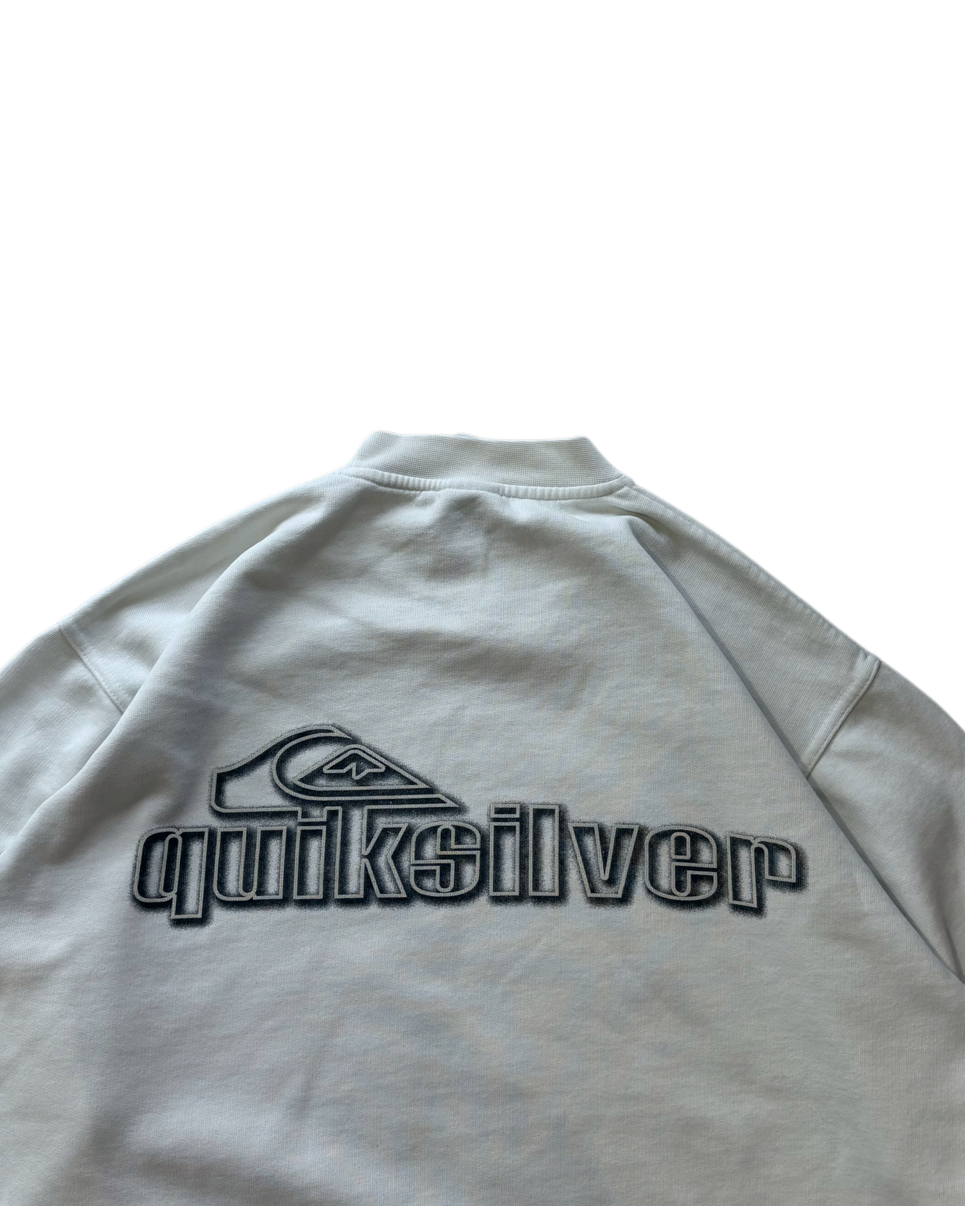 00s Quiksilver Crewneck White (L) - Gods Thrift Athens